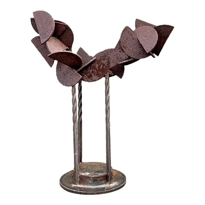 Vintage Patinated Geometric Abstract Sculpture