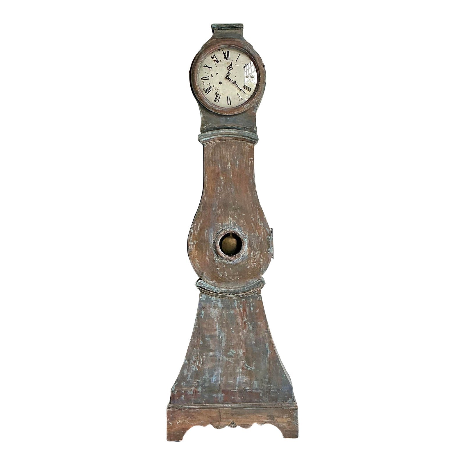 Vintage Patinated Gustavian Grandfather Clock