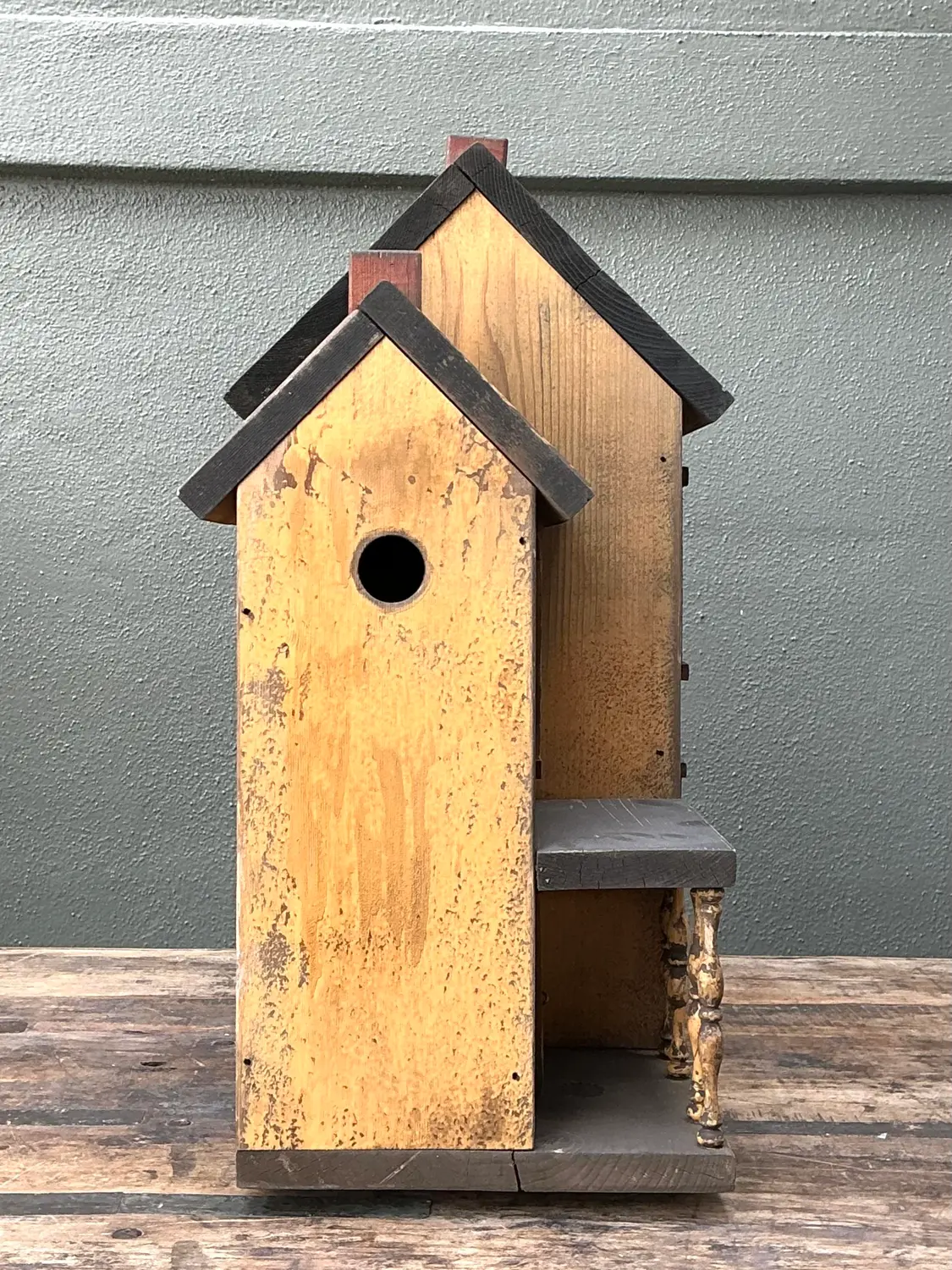 Vintage Patinated Large Bird House - Top view