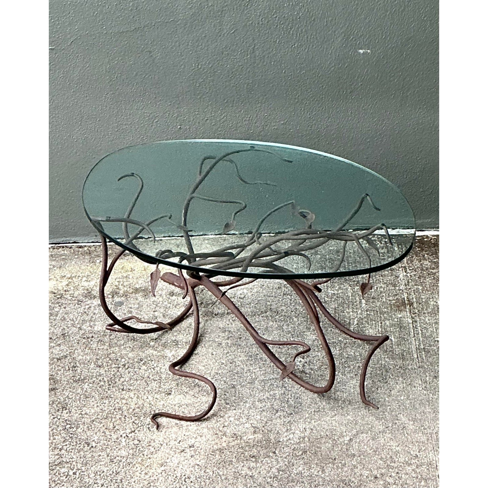 Vintage Patinated Metal Branch Coffee Table - Side view