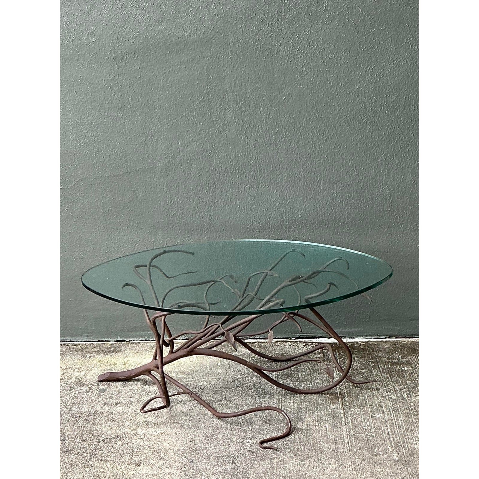Vintage Patinated Metal Branch Coffee Table - Top view