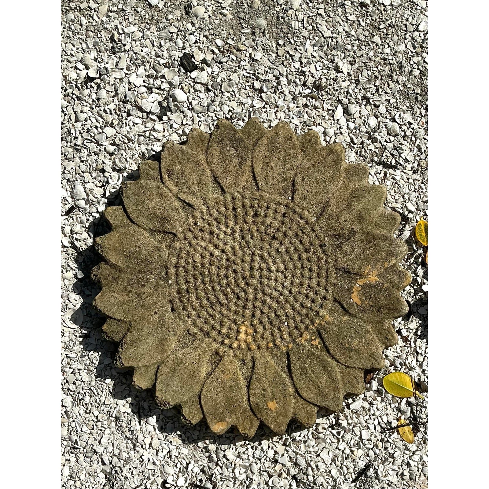 Vintage Patinated Sunflower Cast Concrete Pavers - Set of 3 - Top view