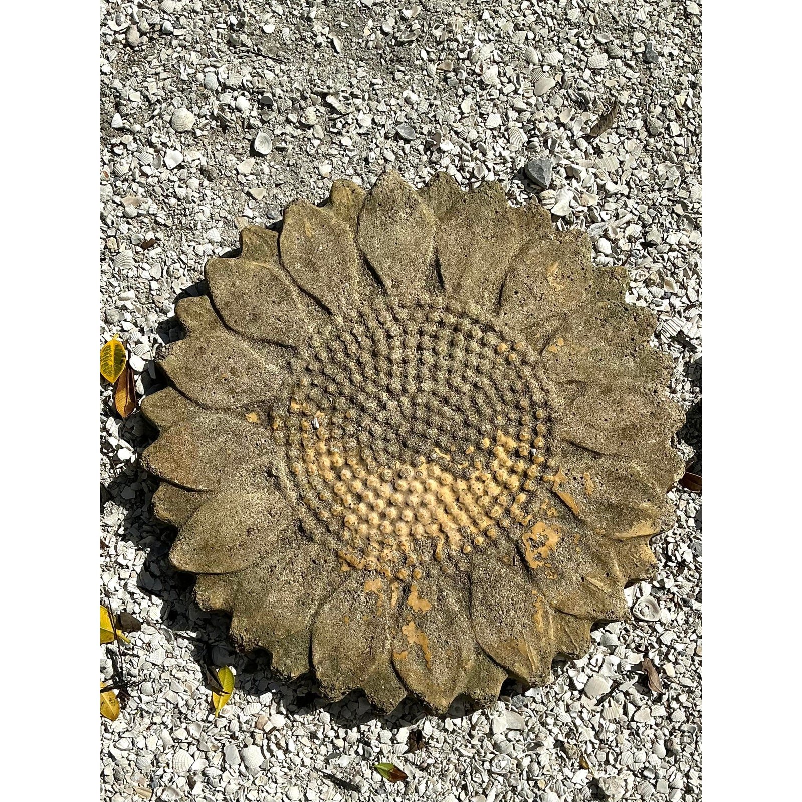 Vintage Patinated Sunflower Cast Concrete Pavers - Set of 3 - Back view