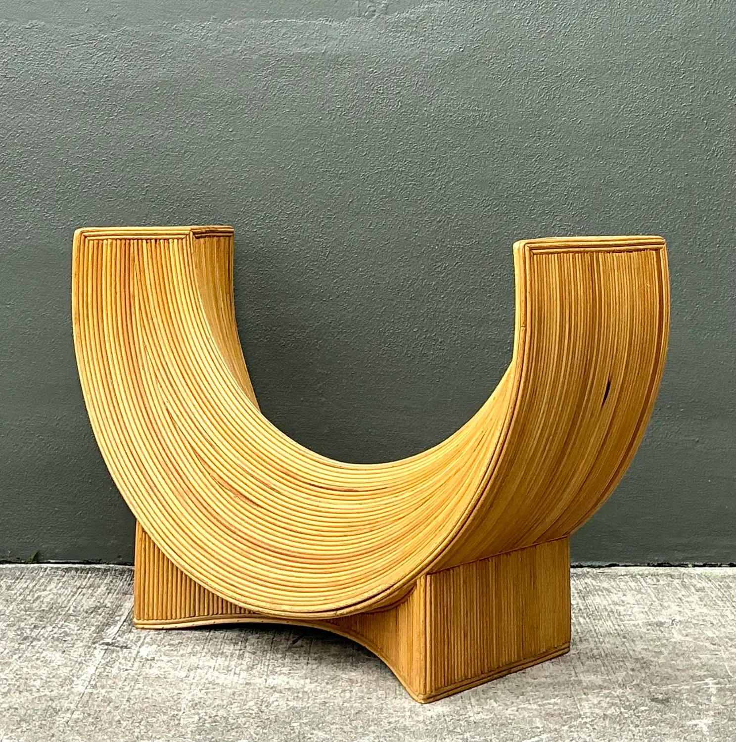 Vintage Pencil Reed Sculptural Table Pedestal - Side view