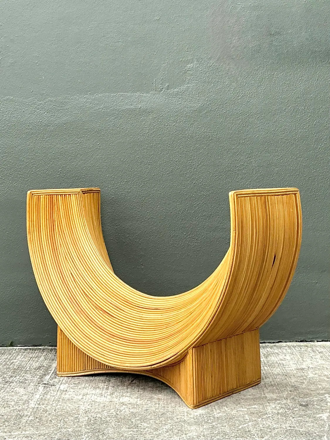Vintage Pencil Reed Sculptural Table Pedestal - Top view