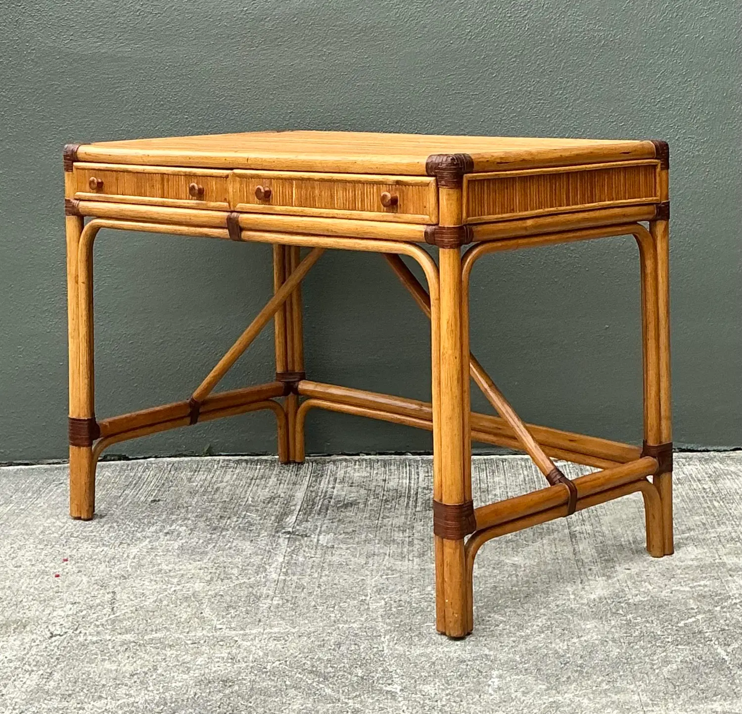 Vintage Pencil Reed Writing Desk - Back view