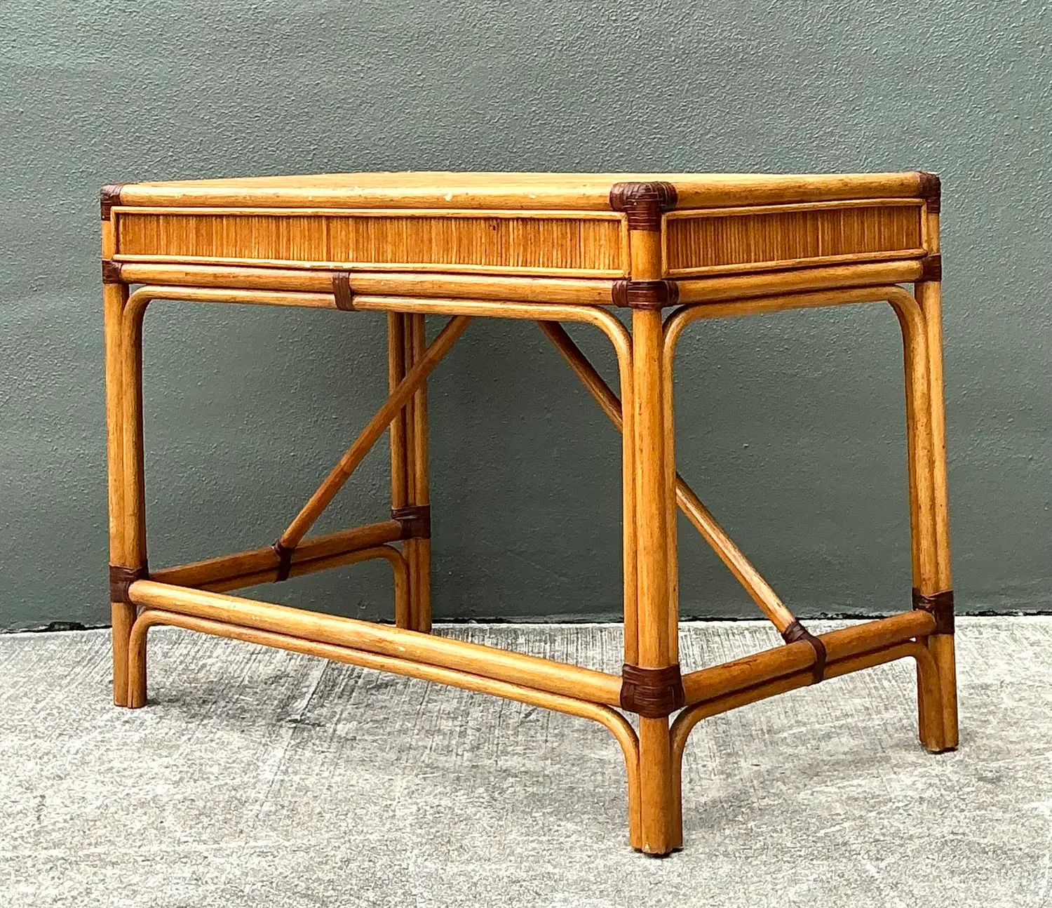Vintage Pencil Reed Writing Desk - Top view