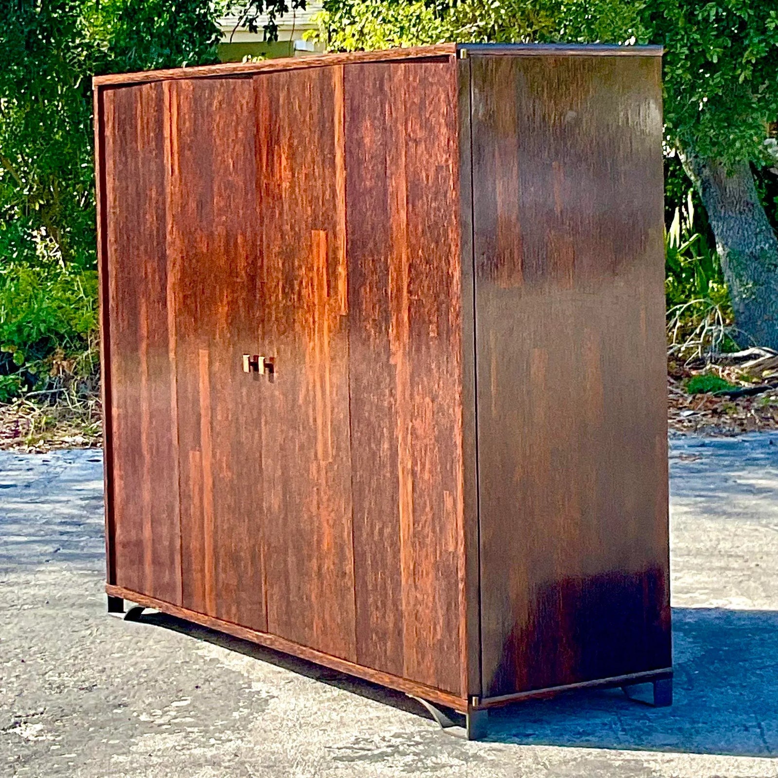 Vintage Peter Marino Custom Rosewood and Bronze Wall Unit - Detail view