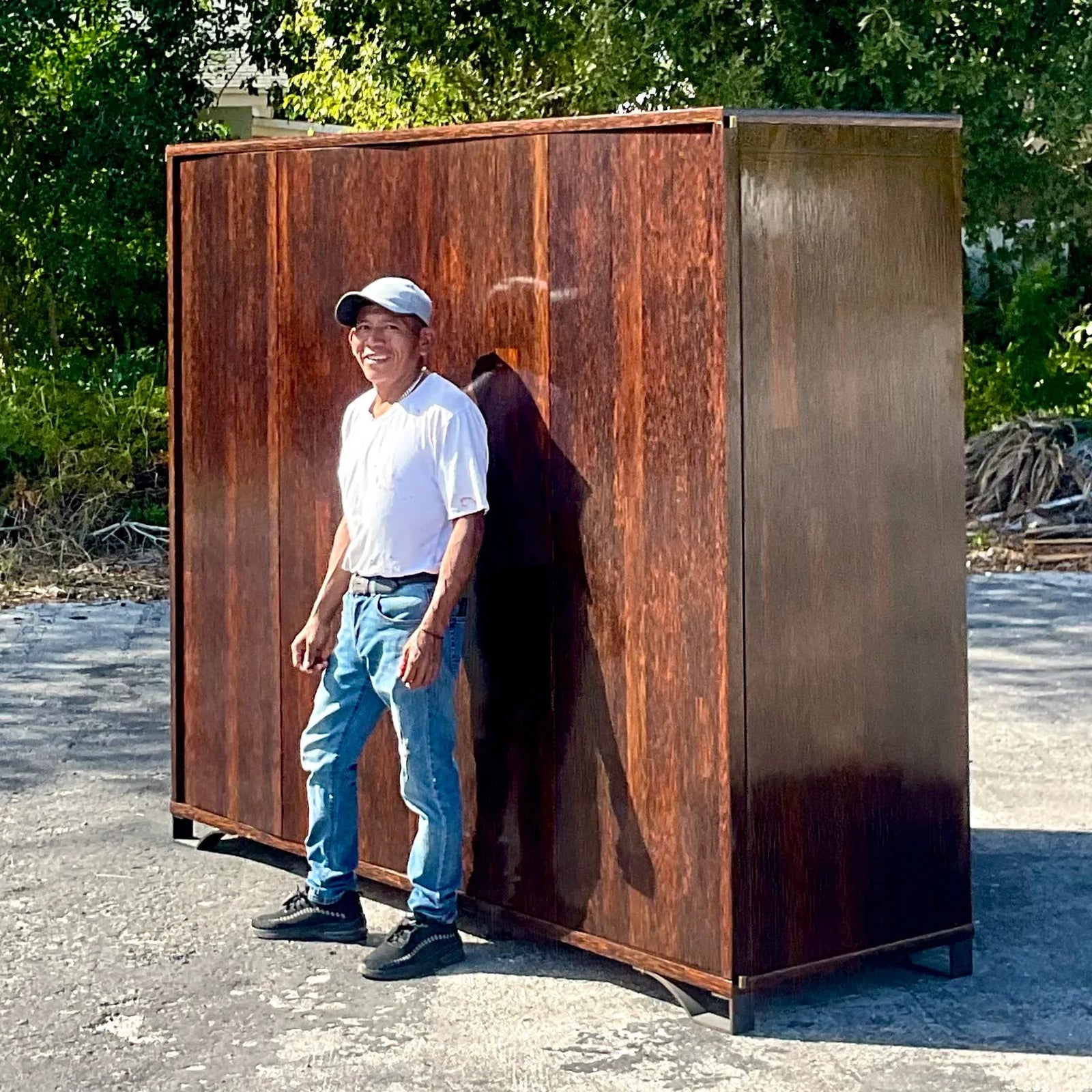 Vintage Peter Marino Custom Rosewood and Bronze Wall Unit - Back view