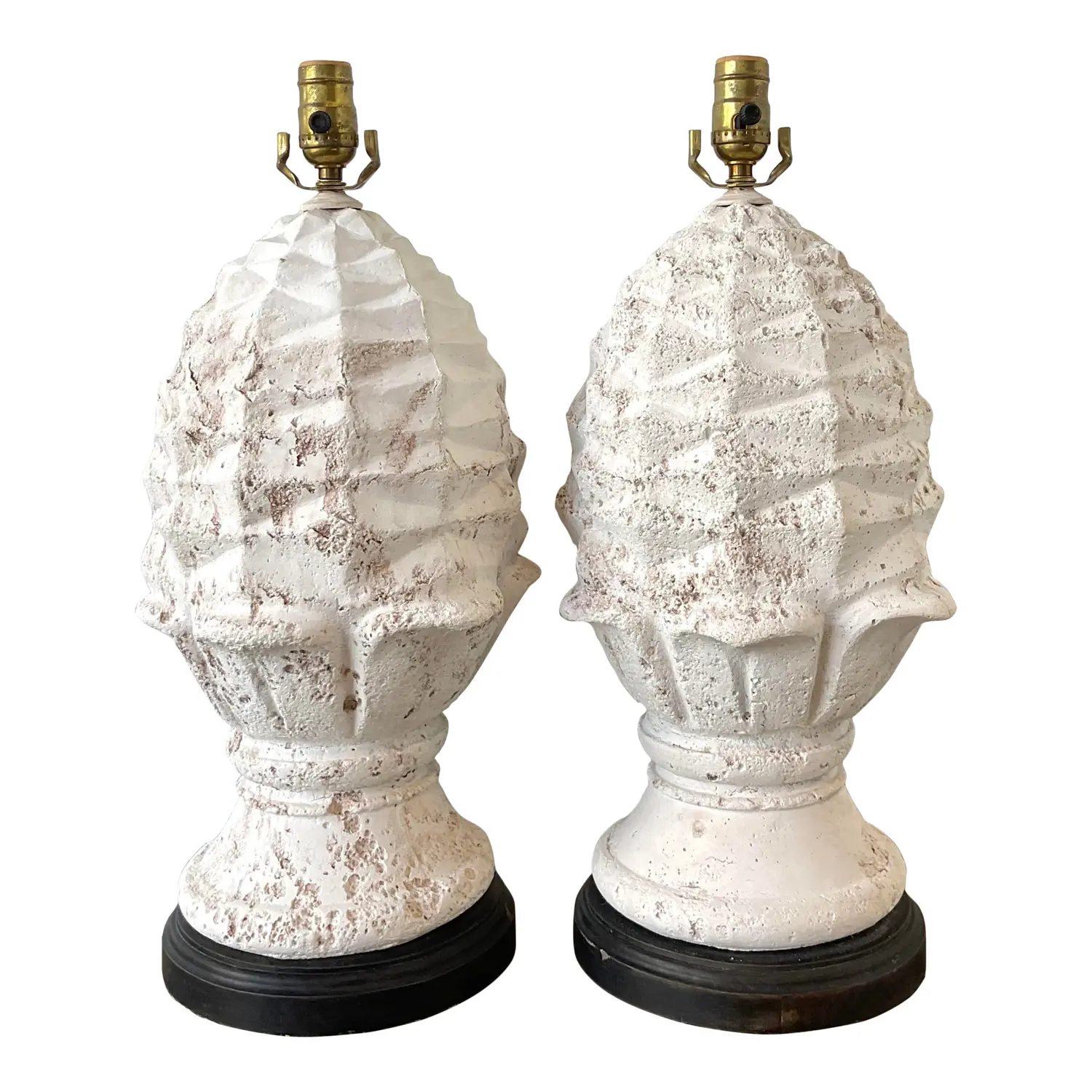 Vintage Plaster Artichoke Lamps - A Pair