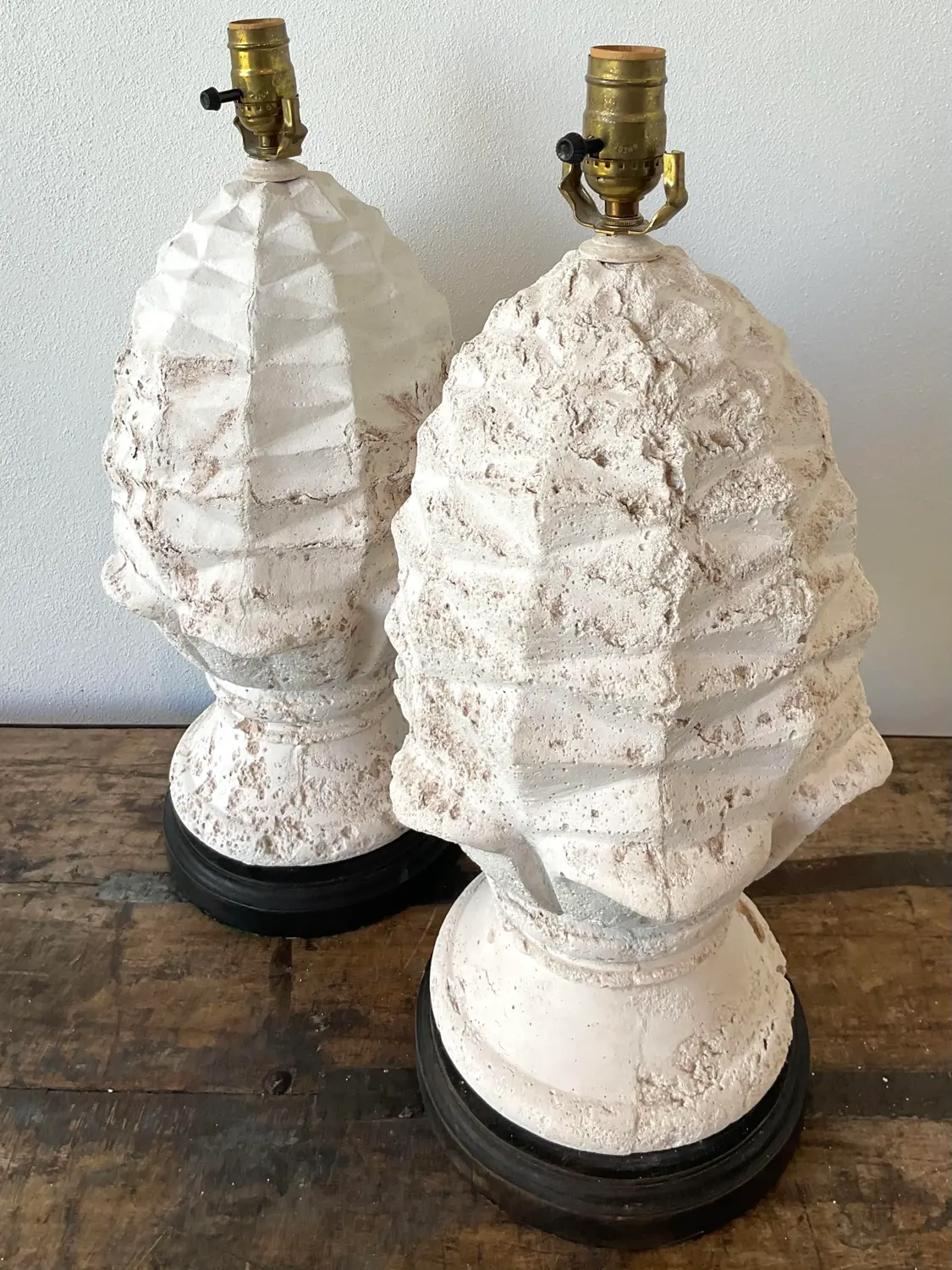 Vintage Plaster Artichoke Lamps - A Pair - Back view