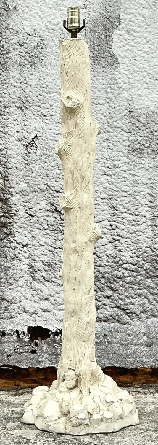 Vintage Plaster Faux Bois Plaster Floral Floor Lamp - Top view