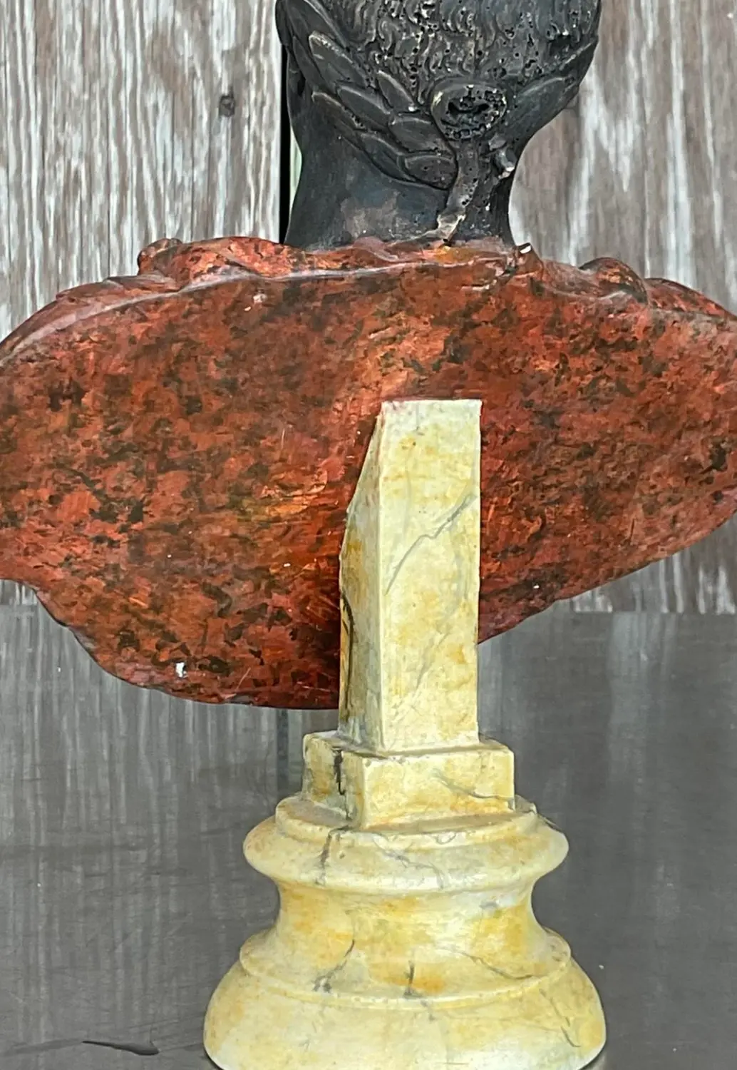 Vintage Plaster Hand Painted Bust of Man - Side view