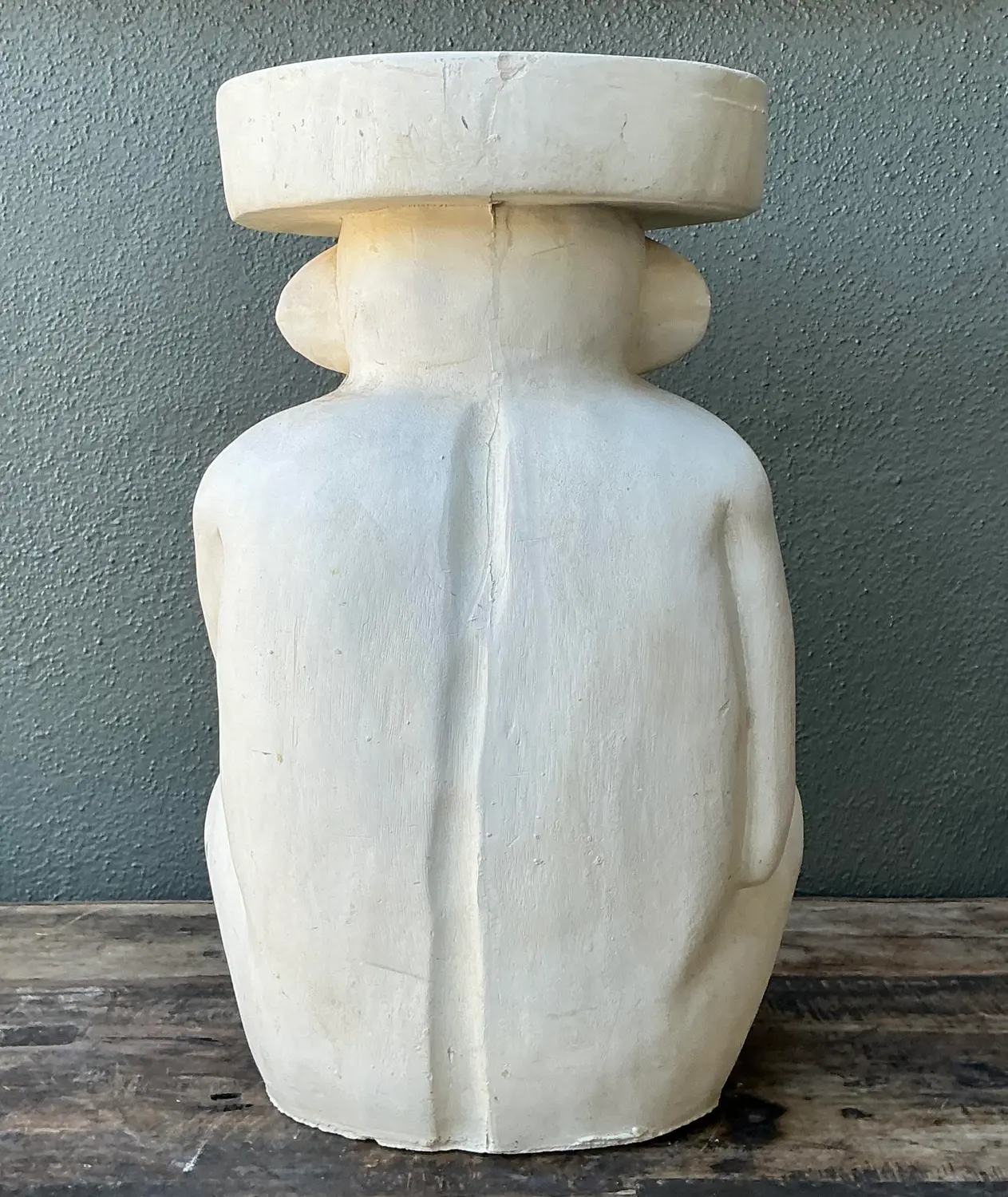 Vintage Plaster Monkey Low Stool - Side view