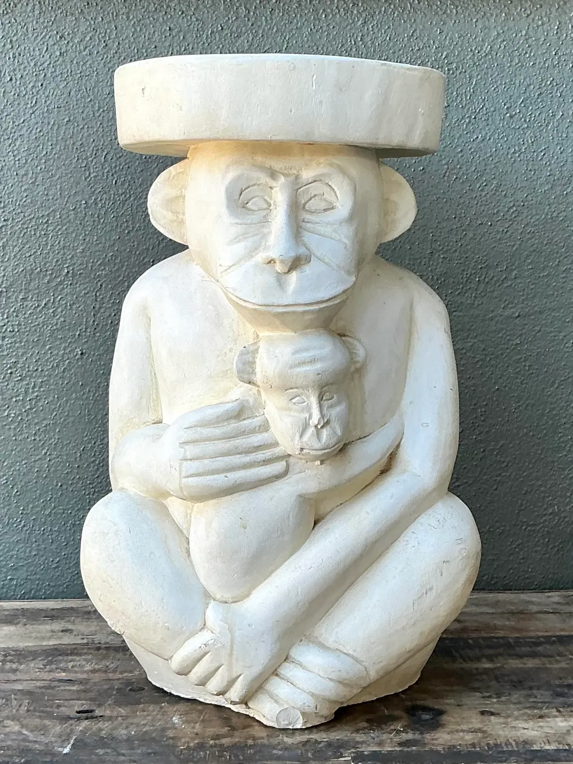 Vintage Plaster Monkey Low Stool - Detail view