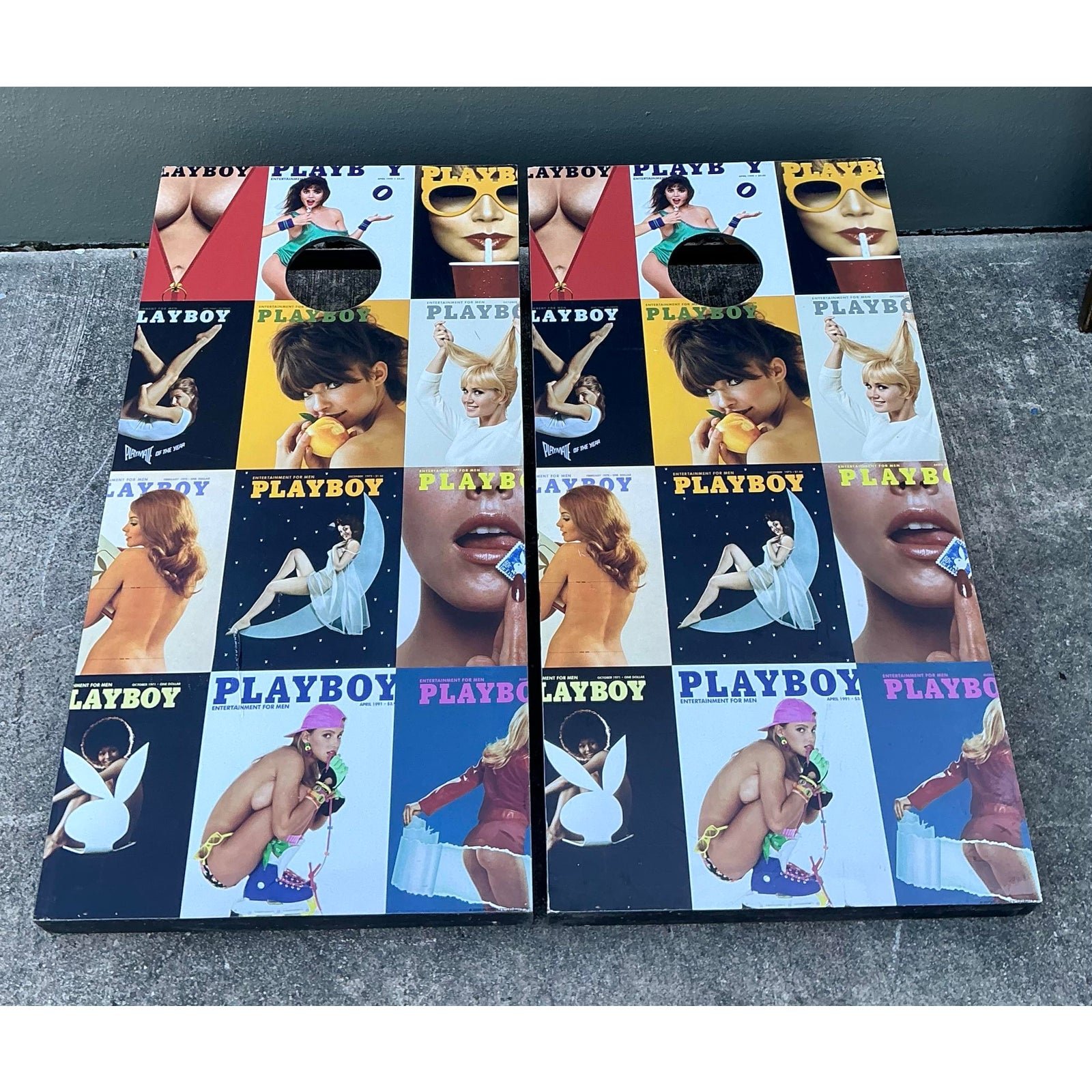 Vintage Playboy Cornhole Games - Set of 2 - Side view