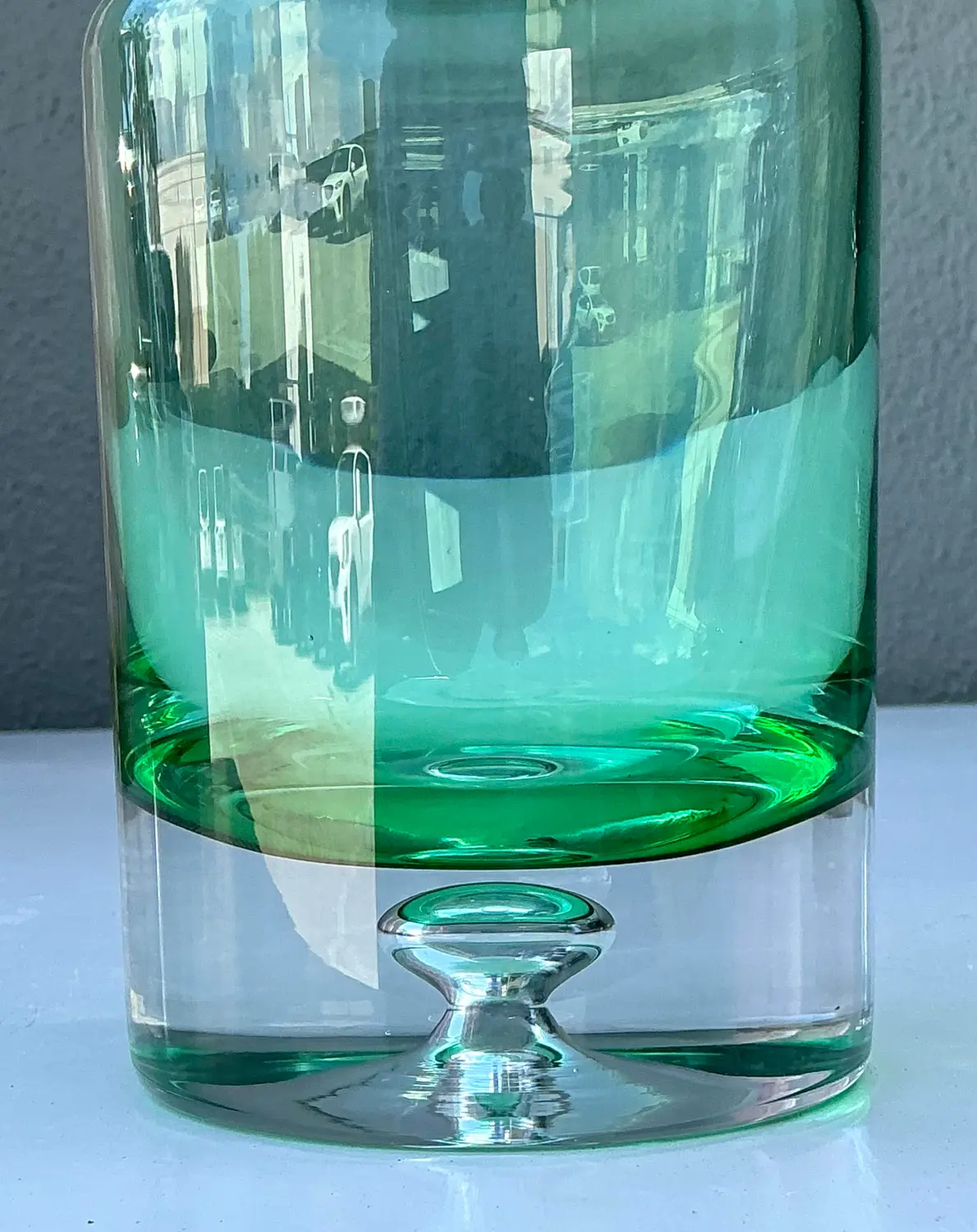 Vintage Polish Blown Glass Vase - Side view