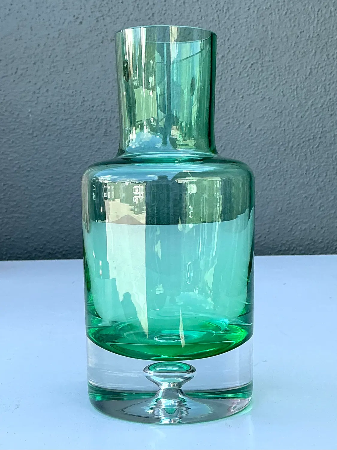 Vintage Polish Blown Glass Vase - Top view