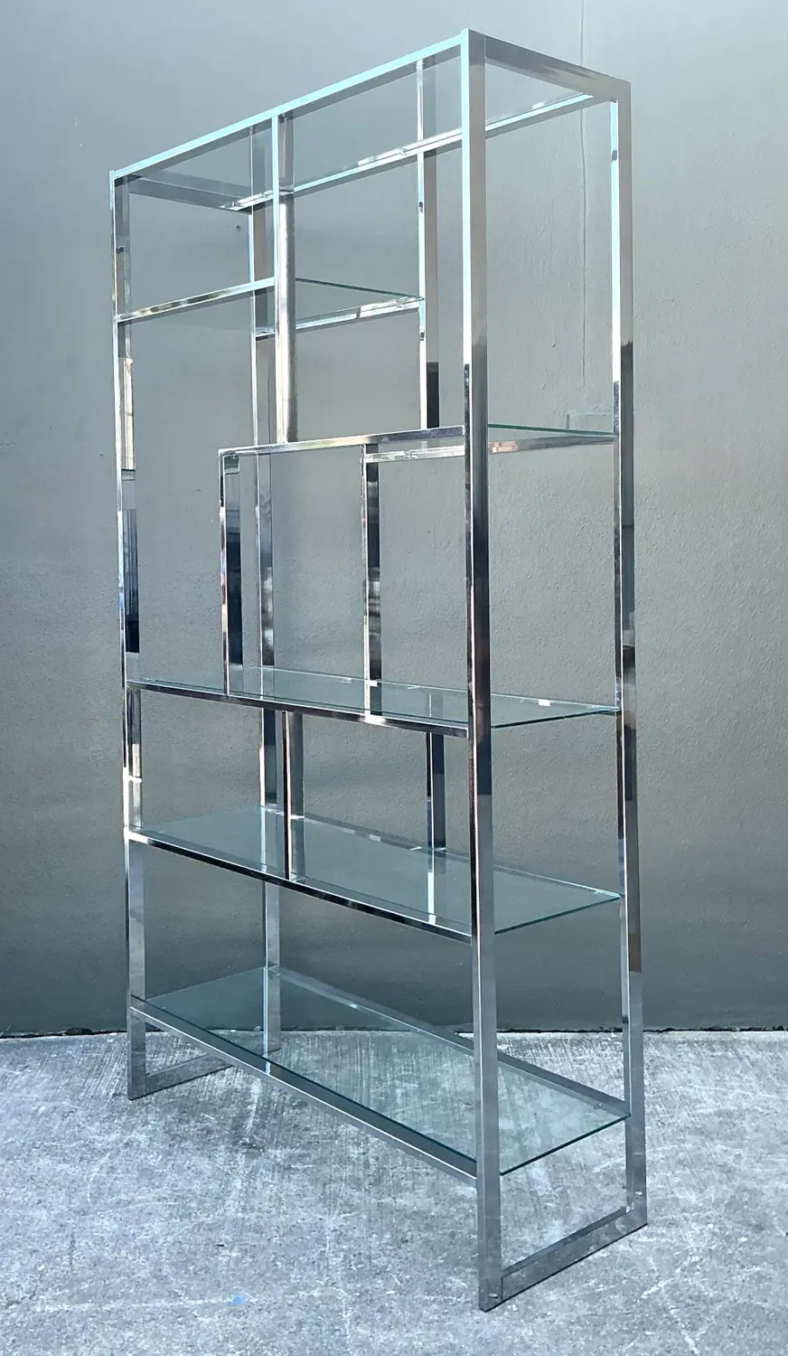 Vintage Polished Chrome Etagere After Milo Baughman - Top view