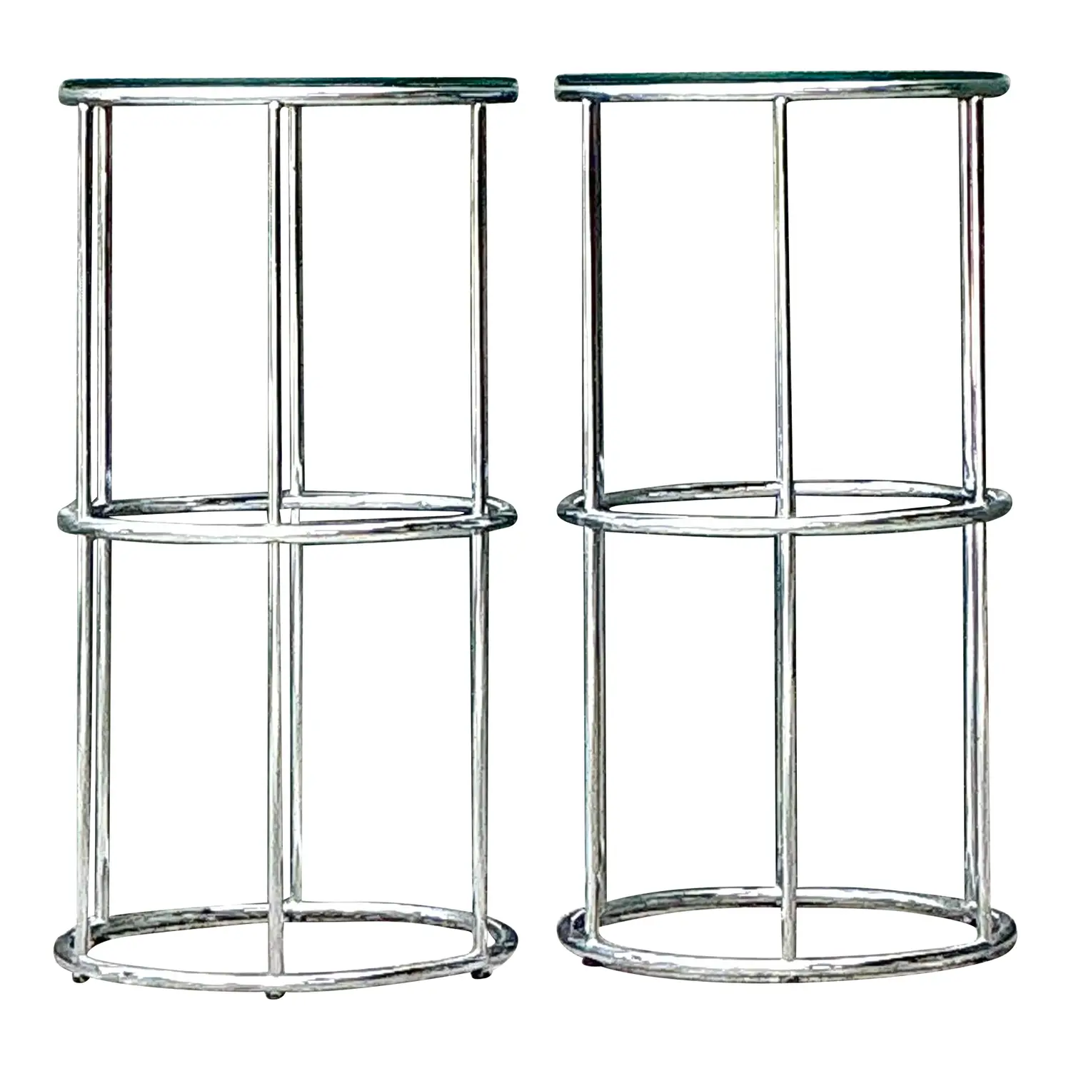 Vintage Polished Chrome Pedestals - A Pair