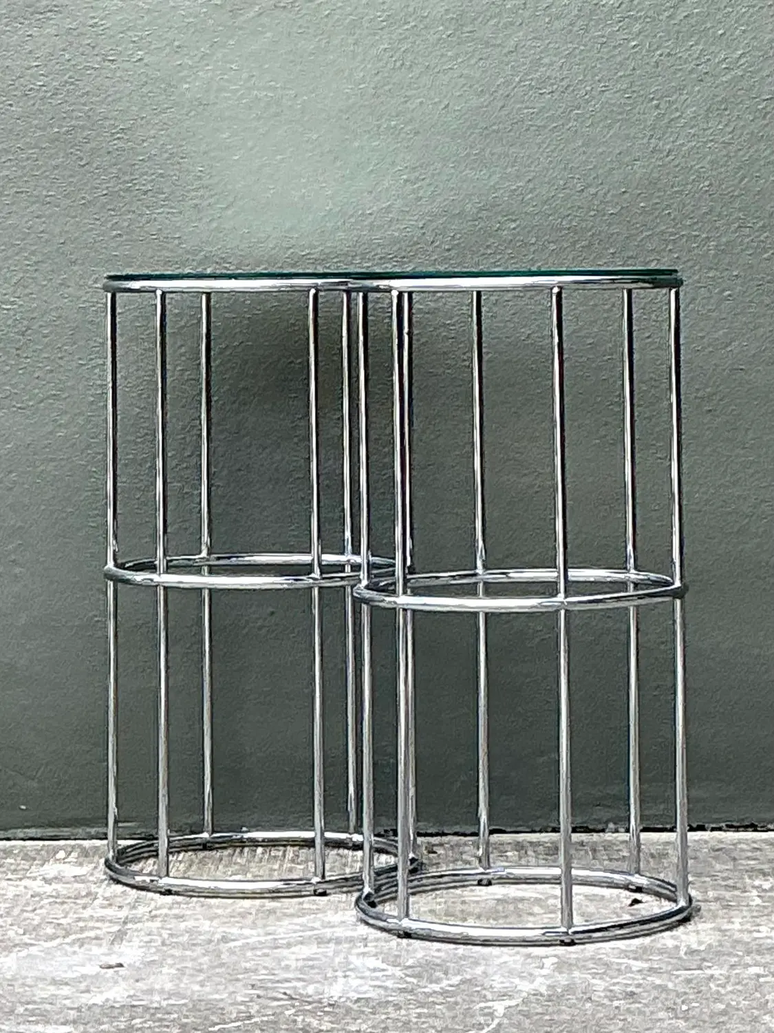 Vintage Polished Chrome Pedestals - A Pair - Side view