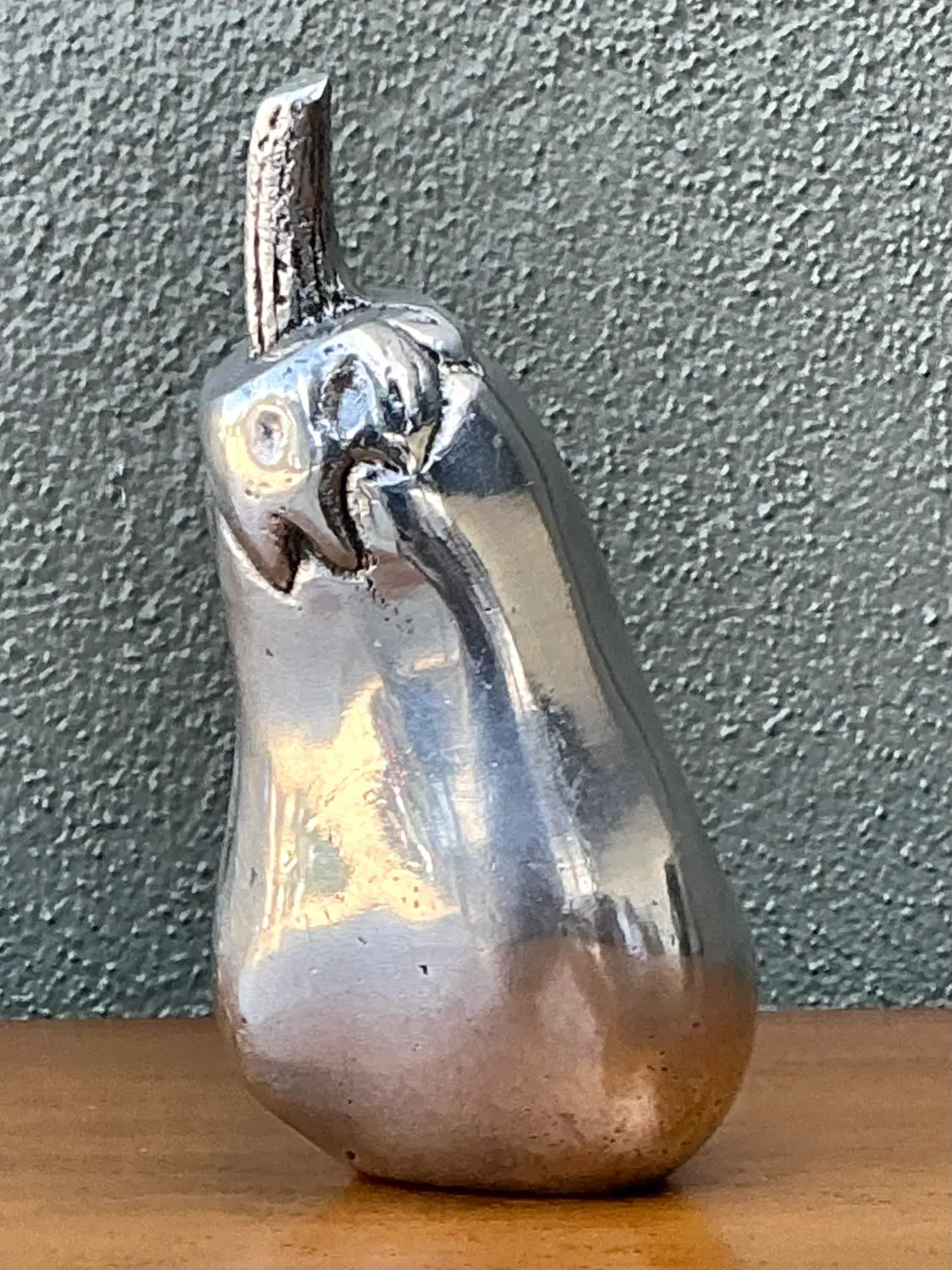 Vintage Polished Metal Eggplant - Side view