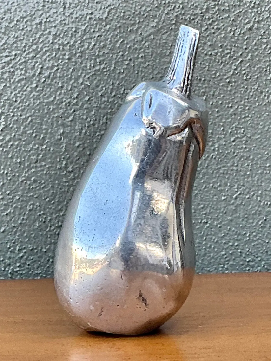 Vintage Polished Metal Eggplant - Back view