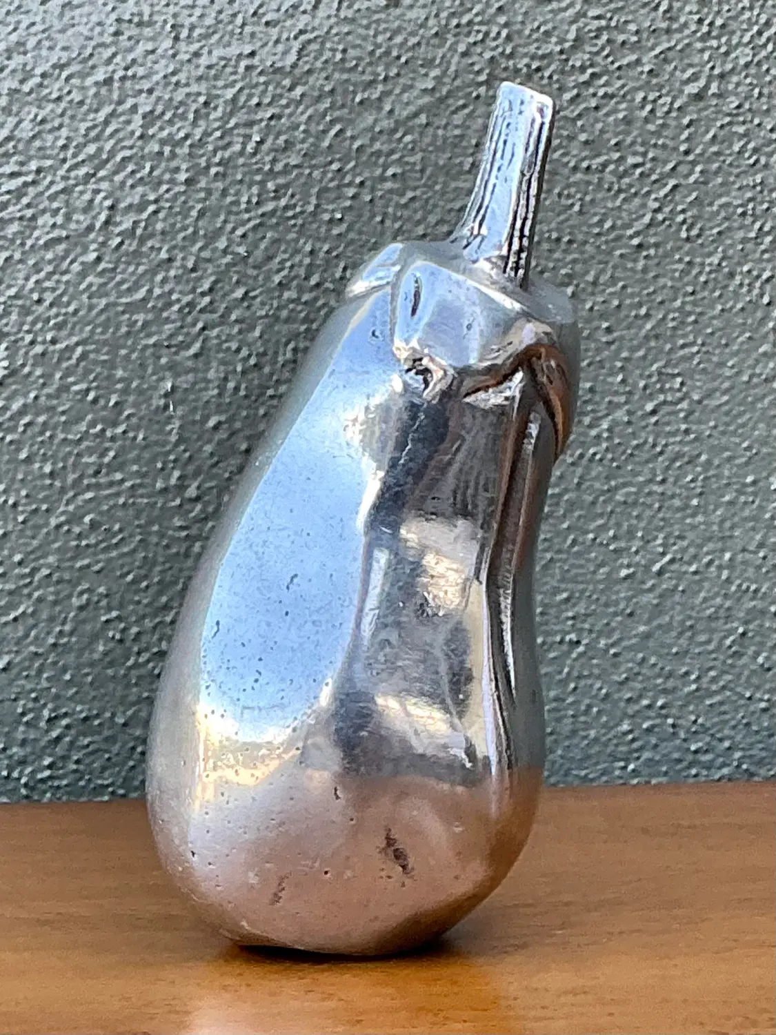 Vintage Polished Metal Eggplant - Top view