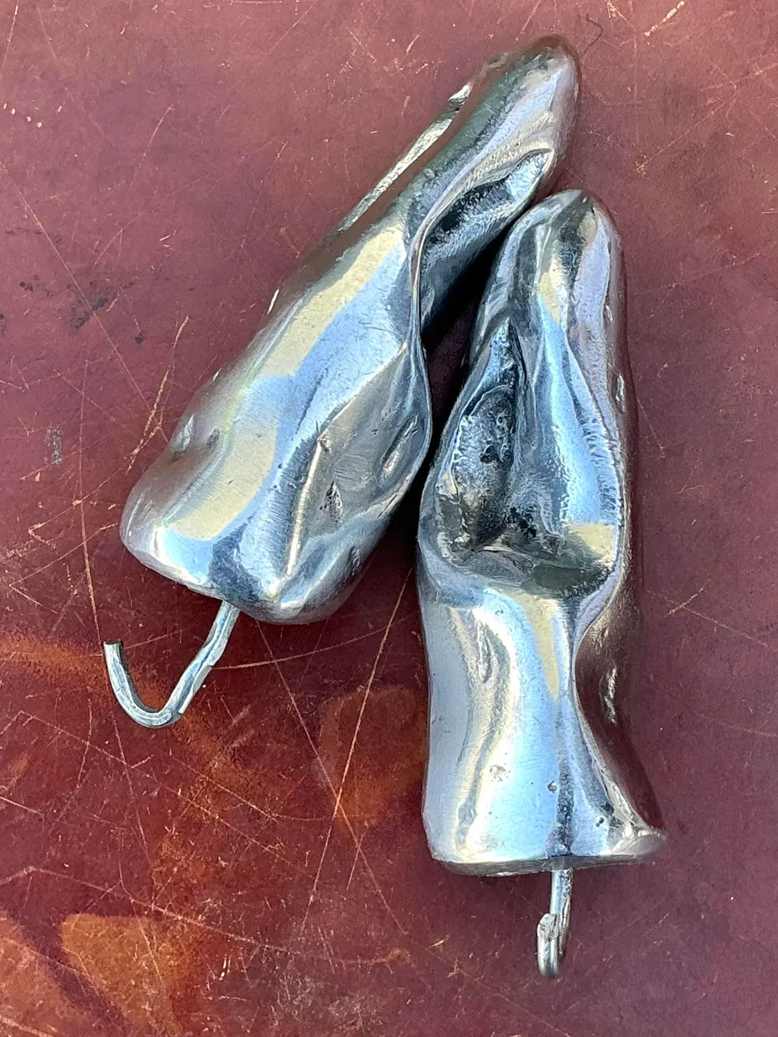 Vintage Polished Metal Jalapeño Peppers - A Pair - Back view