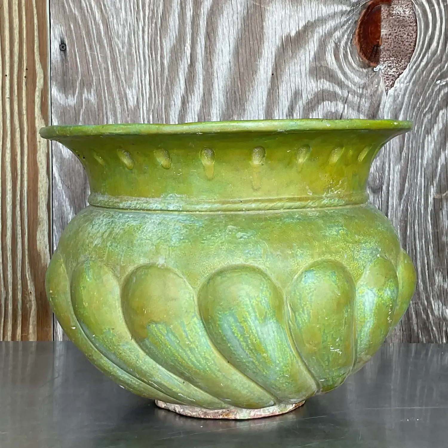 Vintage Pooh Painted Terra Cotta Planter - Back view