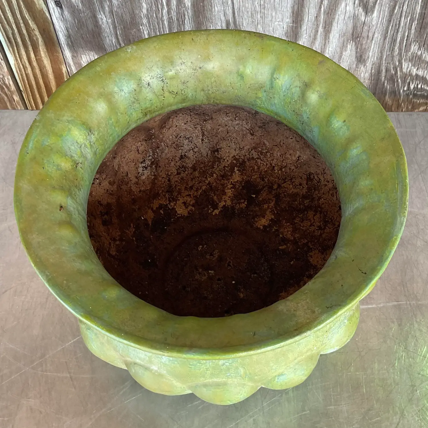 Vintage Pooh Painted Terra Cotta Planter - Top view