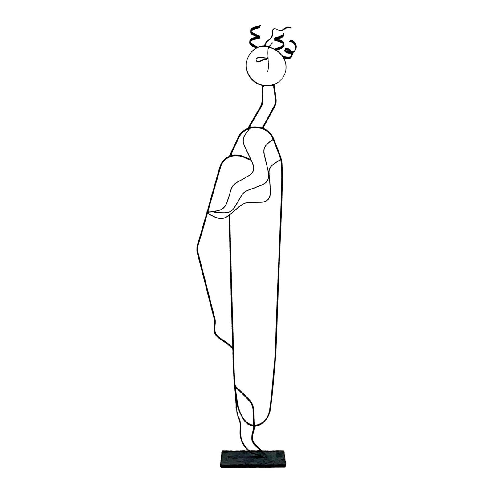 Vintage Post Modern Wrought Iron Sculpture of Woman