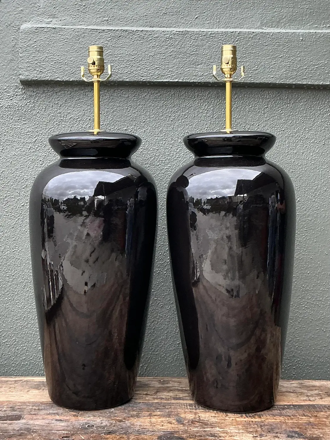 Vintage Postmodern Ceramic Lamps - A Pair - Side view
