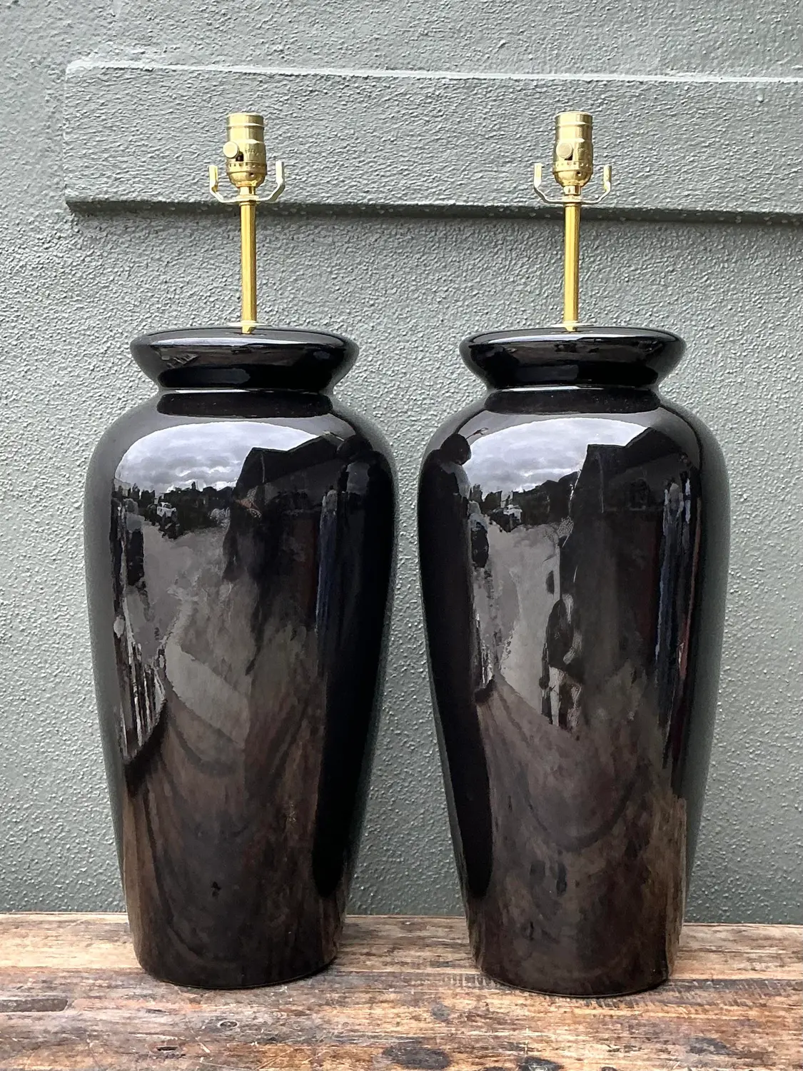 Vintage Postmodern Ceramic Lamps - A Pair - Back view