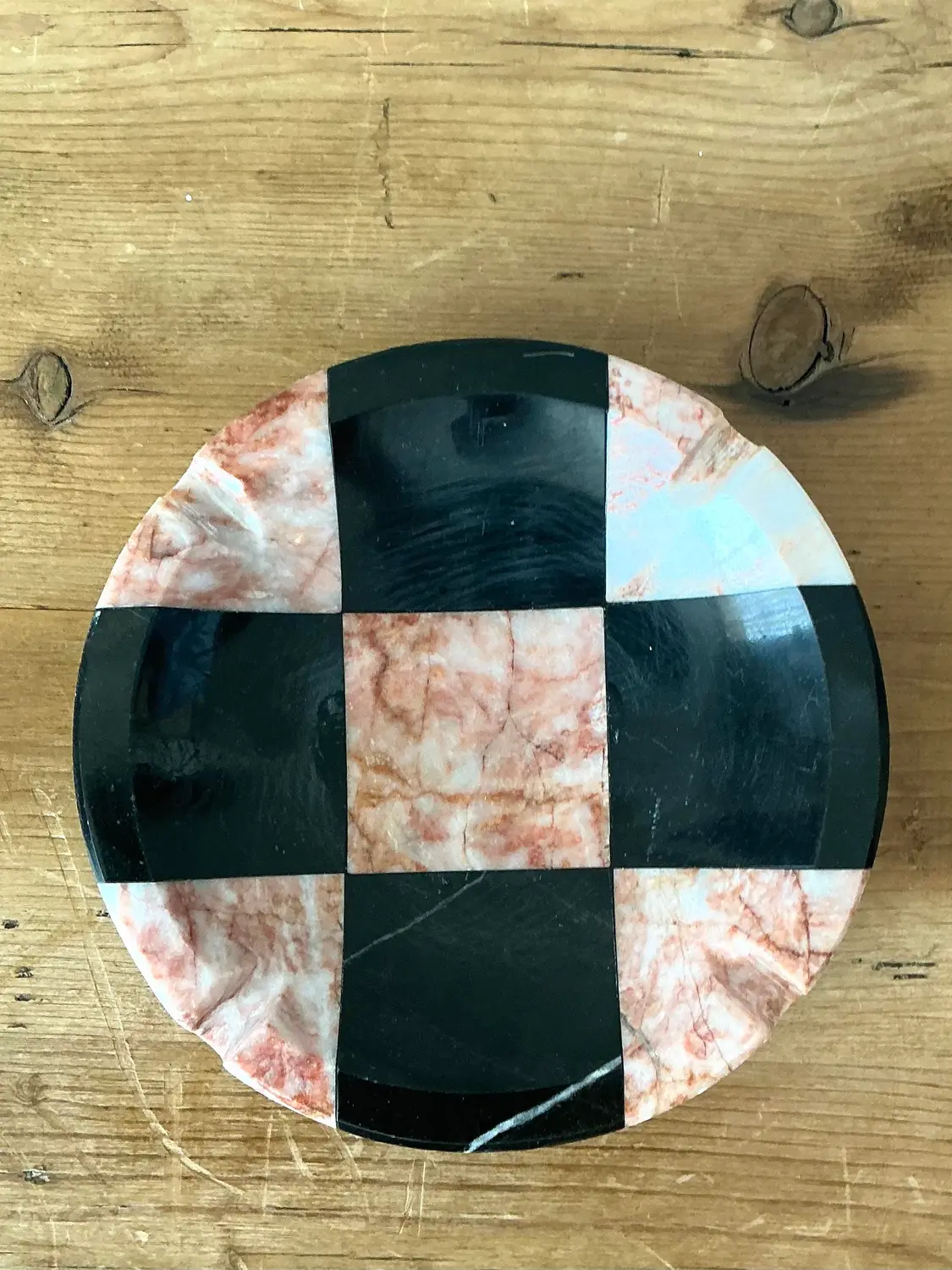 Vintage Postmodern Geometric Stone Ashtray - Detail view