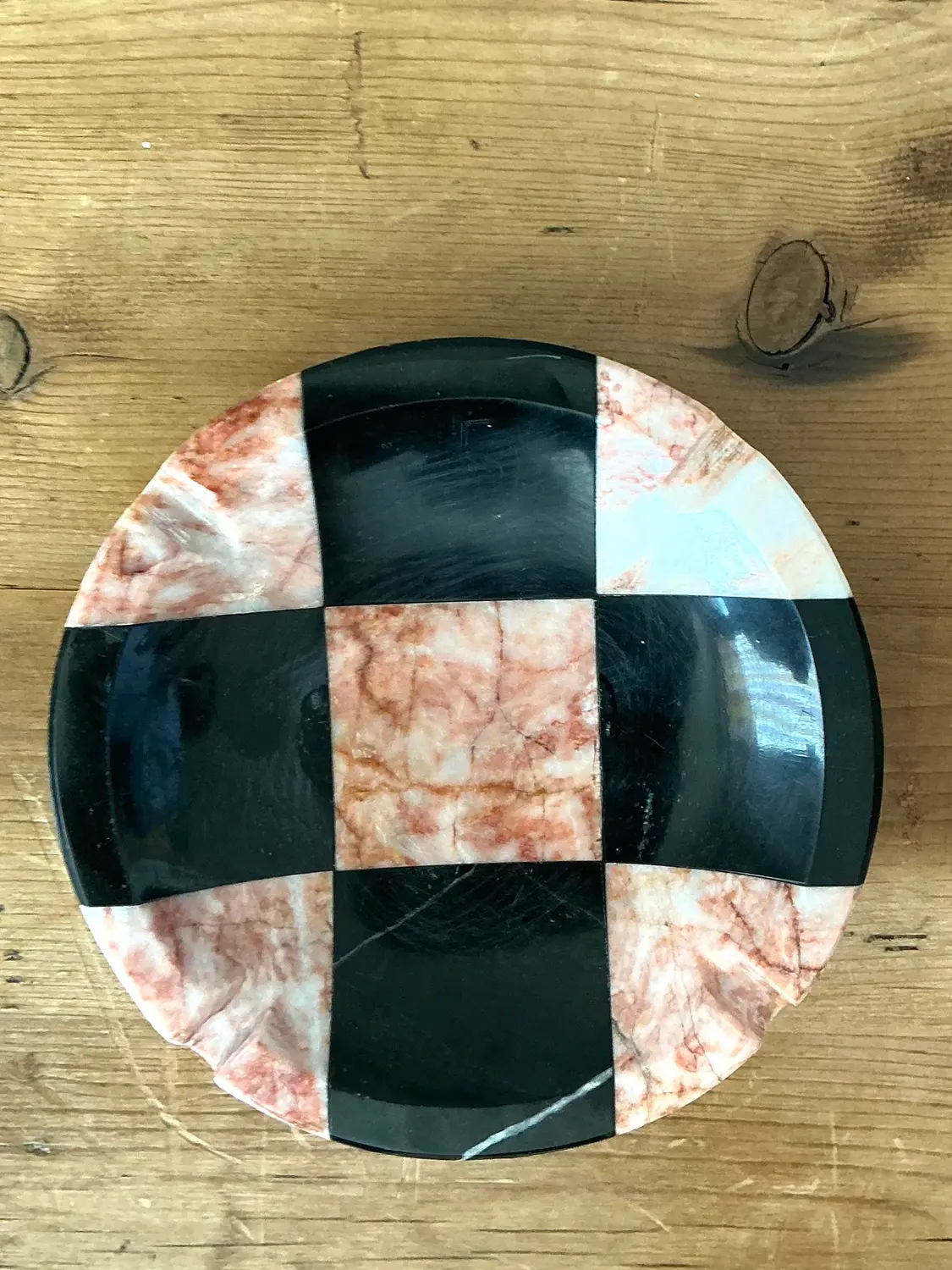 Vintage Postmodern Geometric Stone Ashtray - Side view