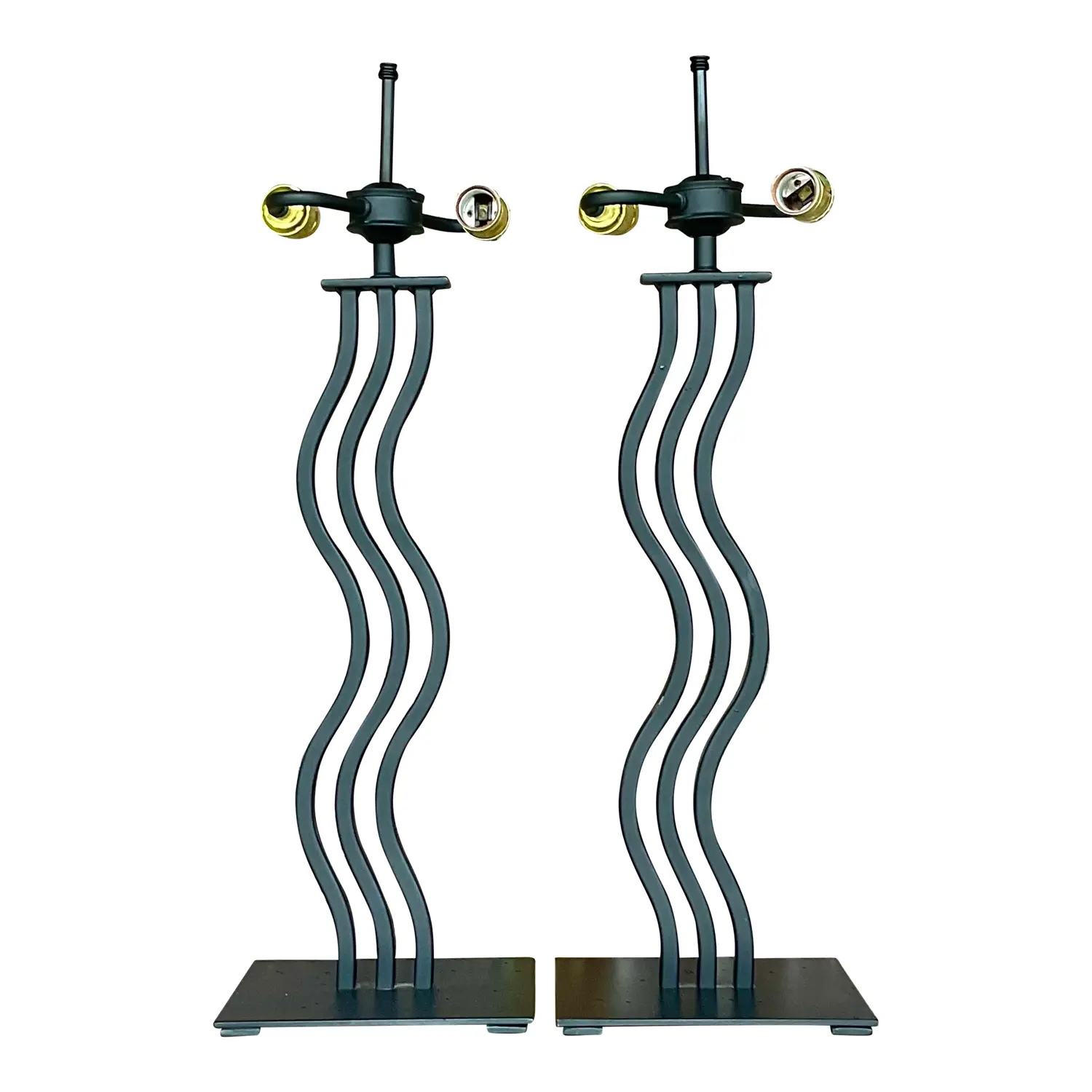 Vintage Postmodern Memphis Wave Metal Lamps - a Pair