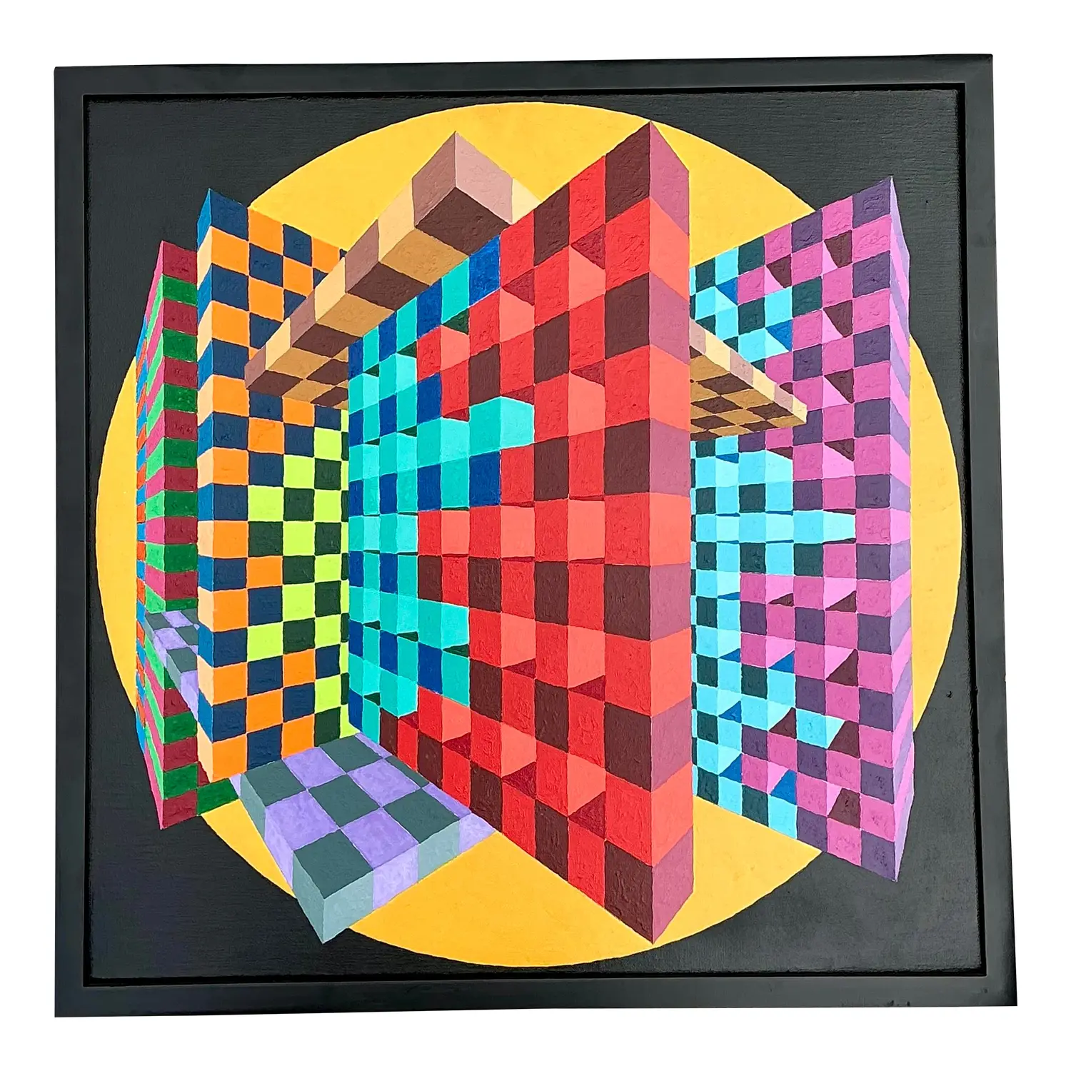 Vintage Postmodern Original Oil Painting on Canvas