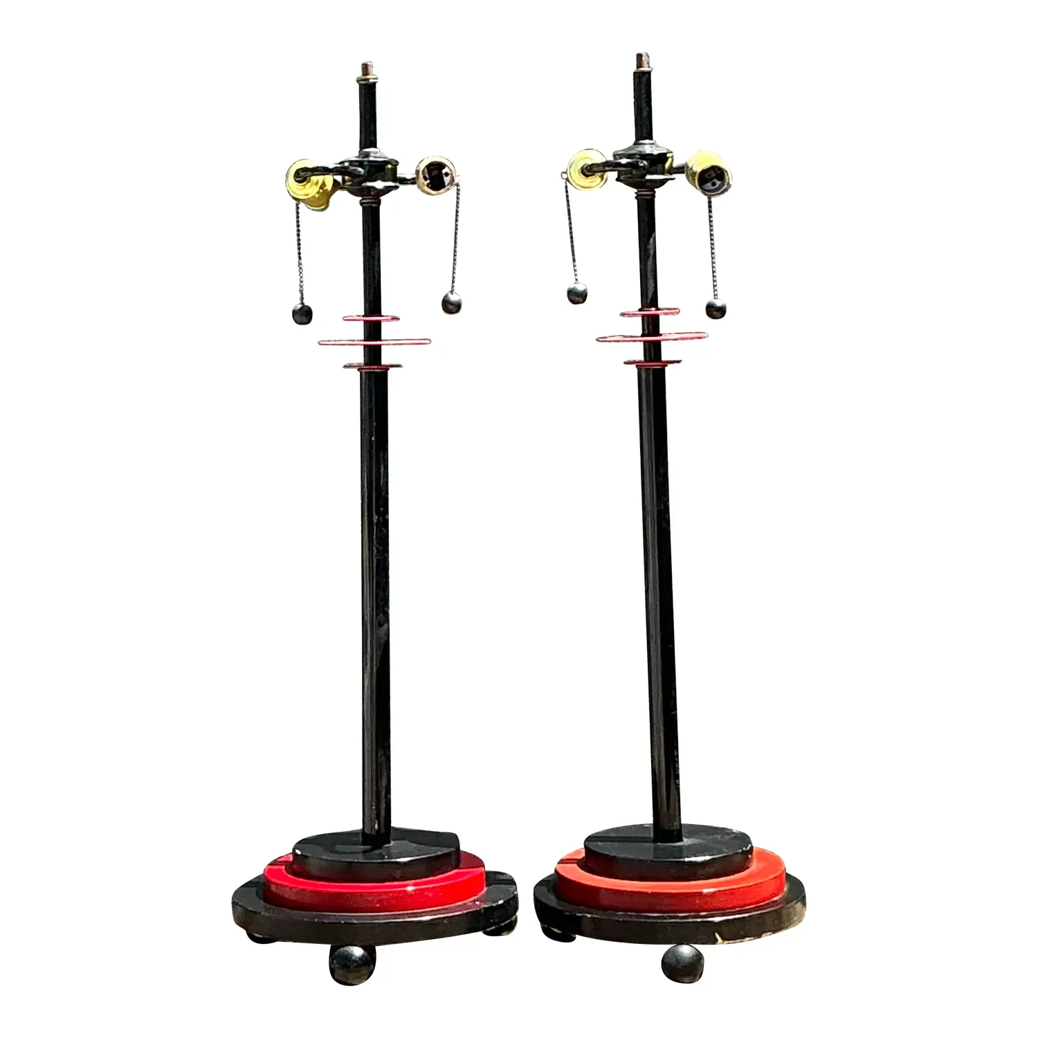 Vintage Postmodern Stacked Disc Lamps - A Pair