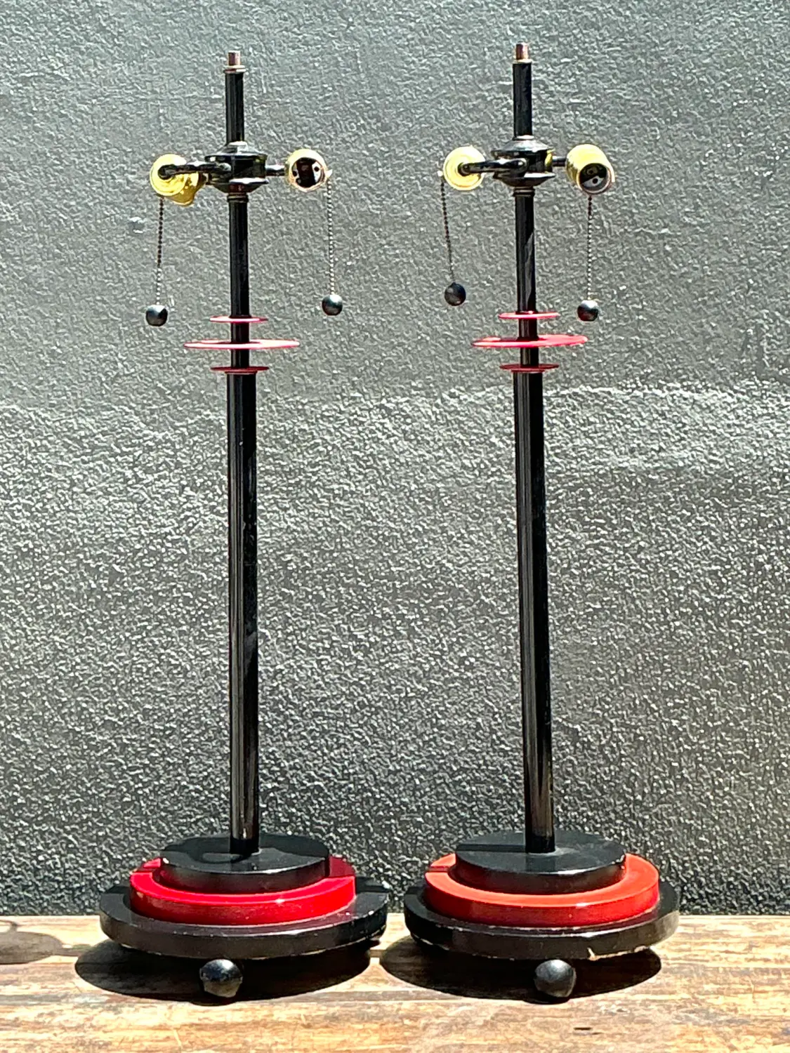 Vintage Postmodern Stacked Disc Lamps - A Pair - Top view