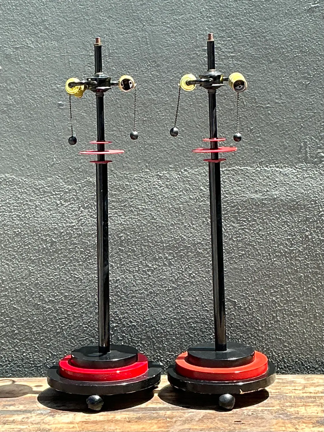 Vintage Postmodern Stacked Disc Lamps - A Pair - Back view