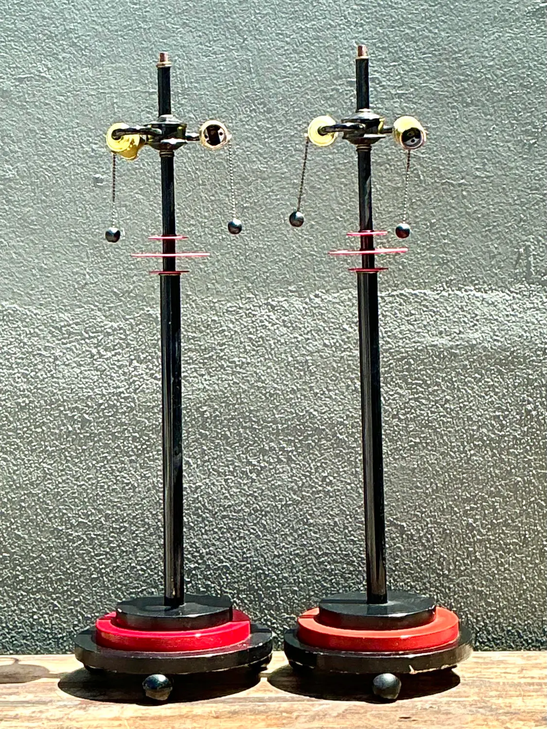Vintage Postmodern Stacked Disc Lamps - A Pair - Side view