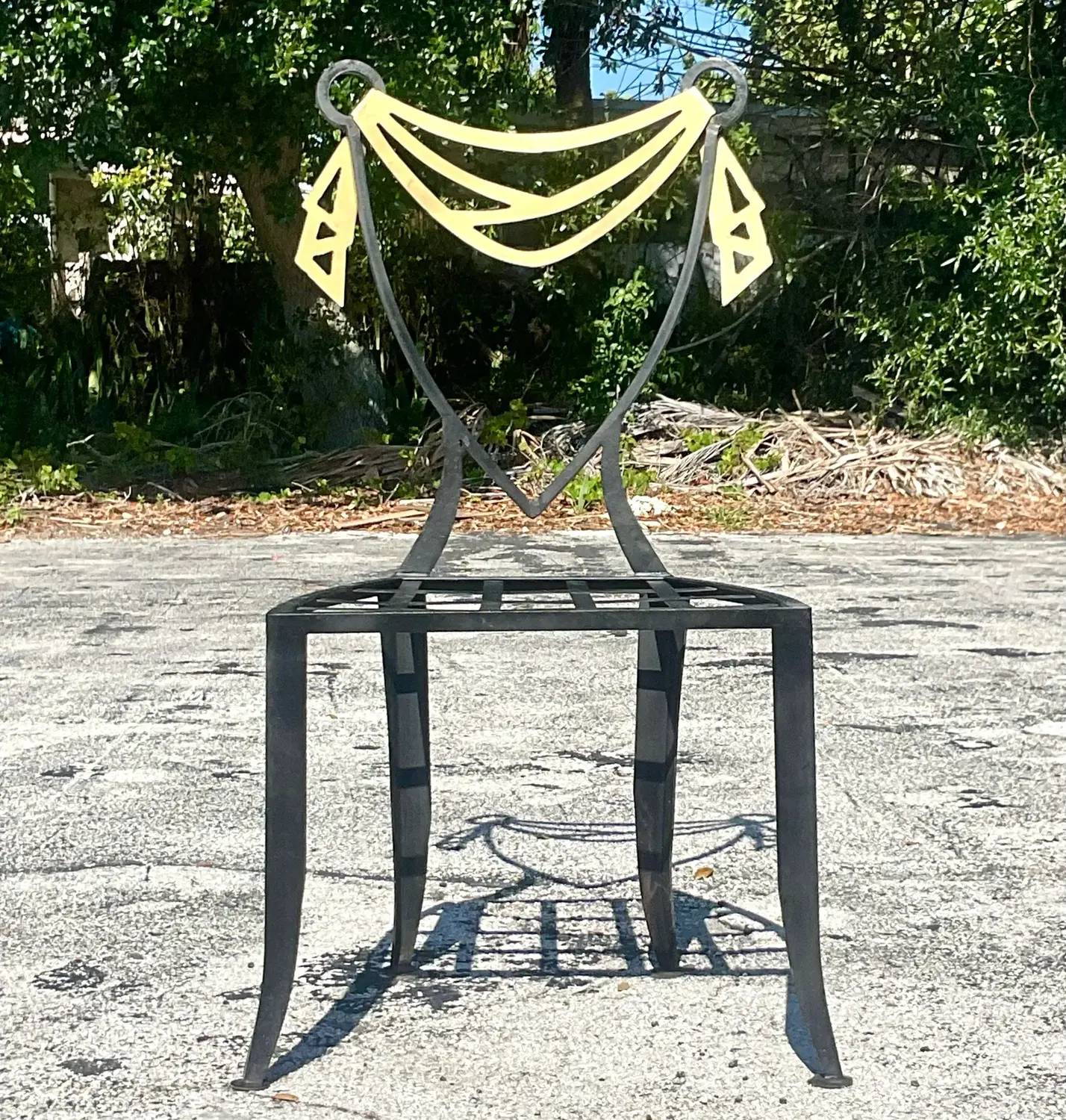 Vintage Postmodern Swag Metal Chair - Side view