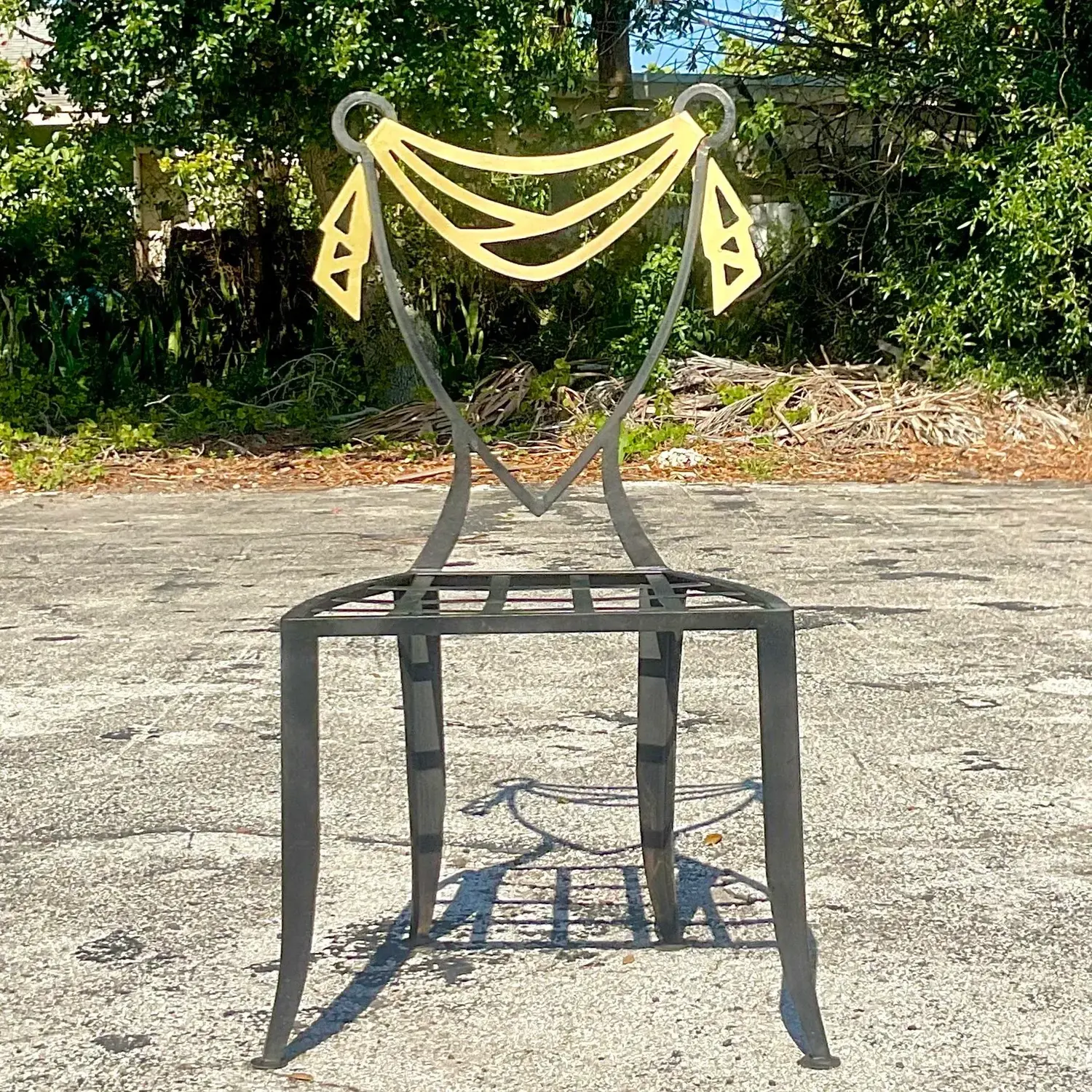 Vintage Postmodern Swag Metal Chair - Back view
