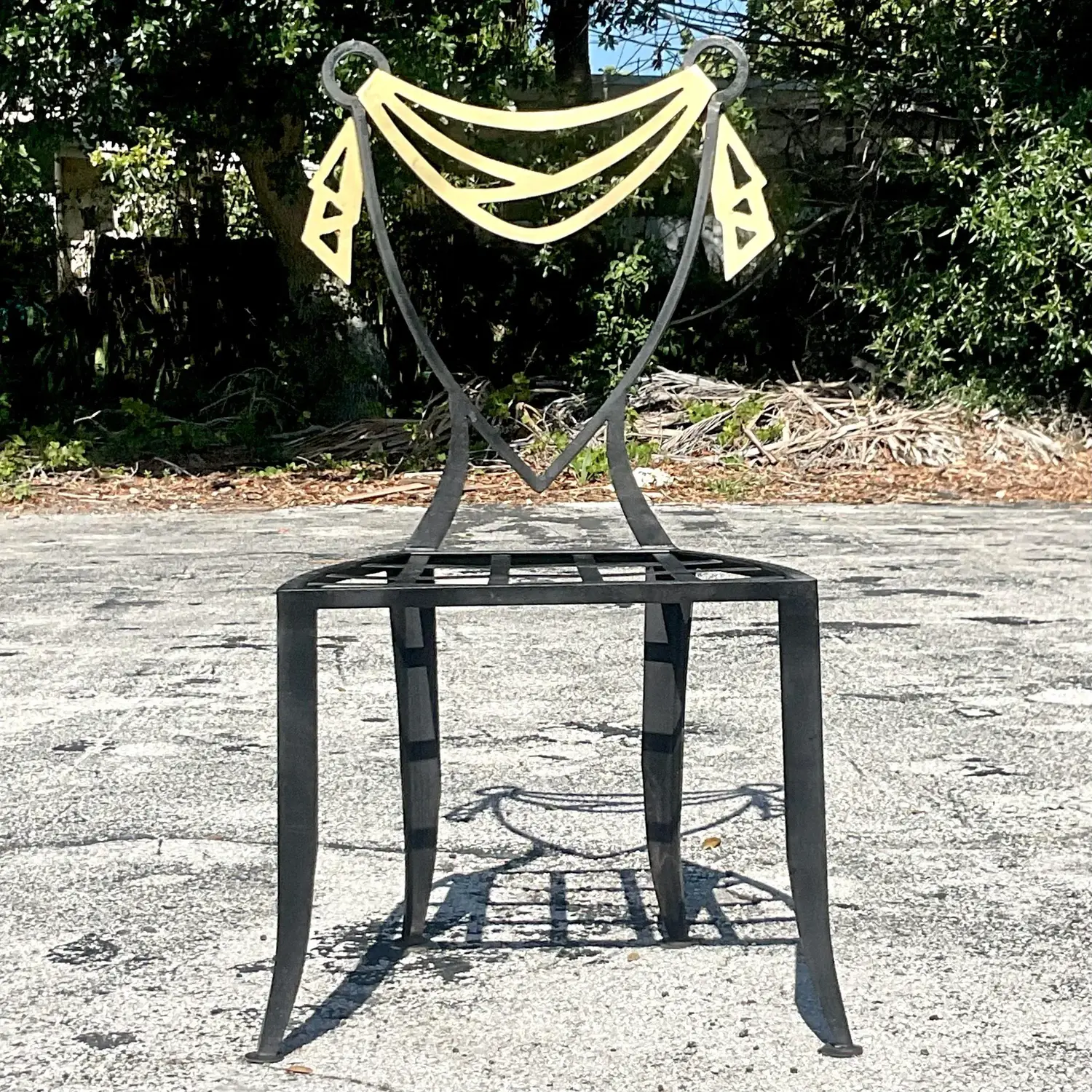 Vintage Postmodern Swag Metal Chair - Top view