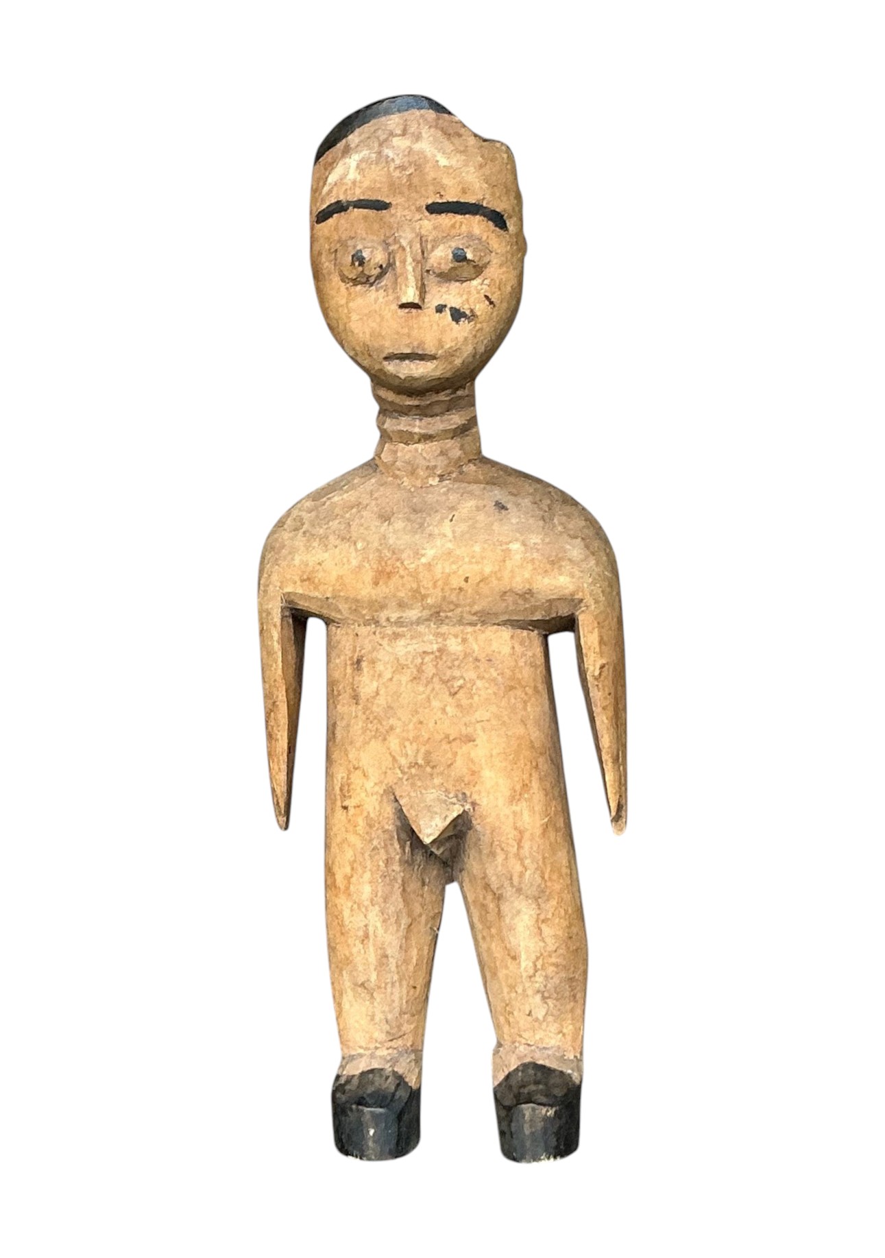Vintage Primitive Carved Wooden Figure - Detail view