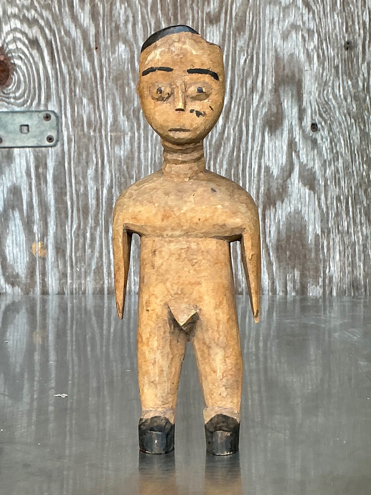 Vintage Primitive Carved Wooden Figure - Back view