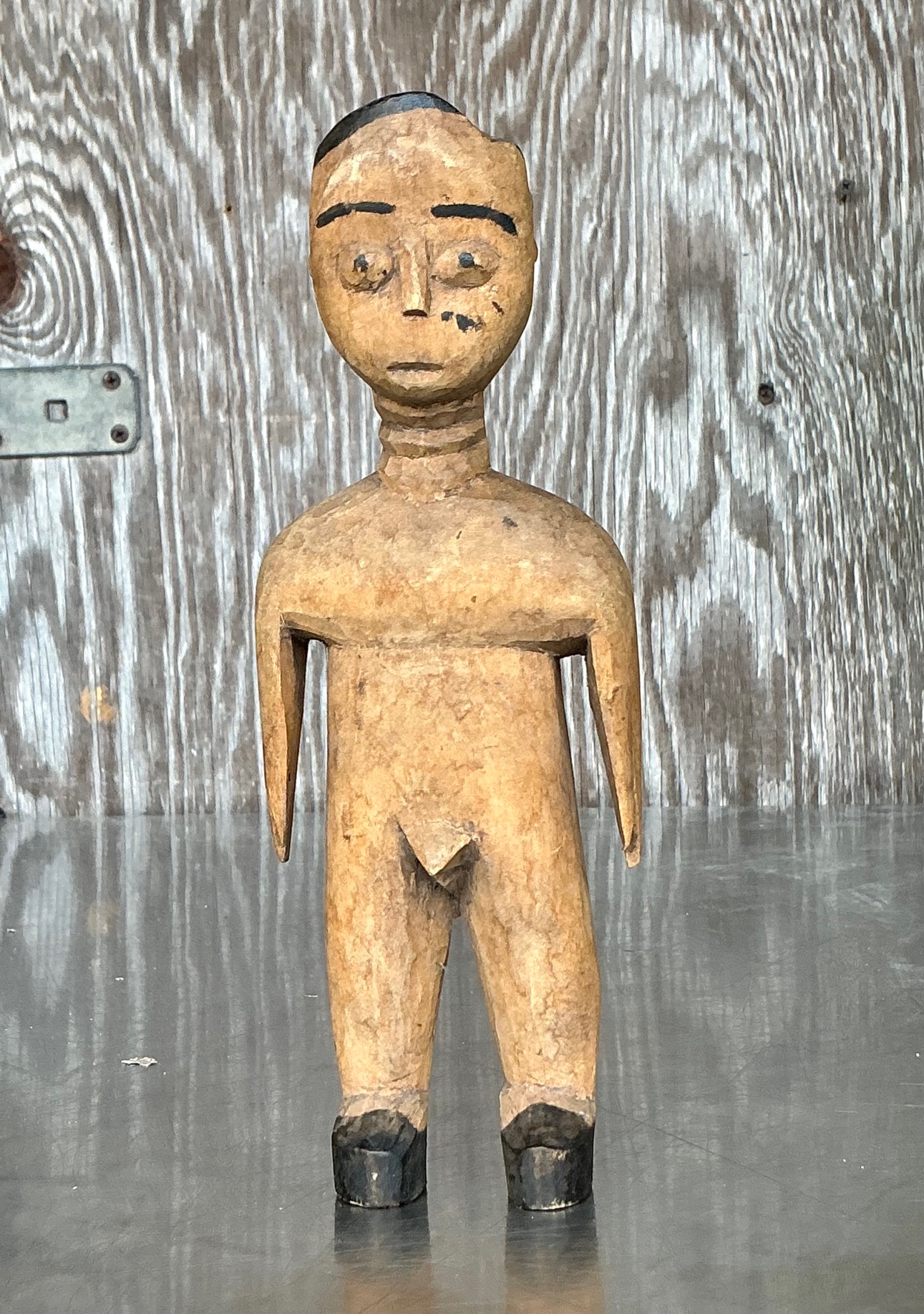Vintage Primitive Carved Wooden Figure - Side view