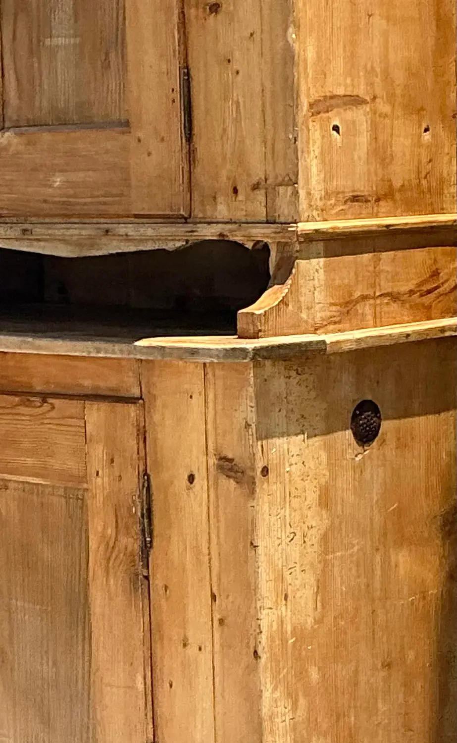 Vintage Primitive Knotty Pine Stacked Pantry - Detail view