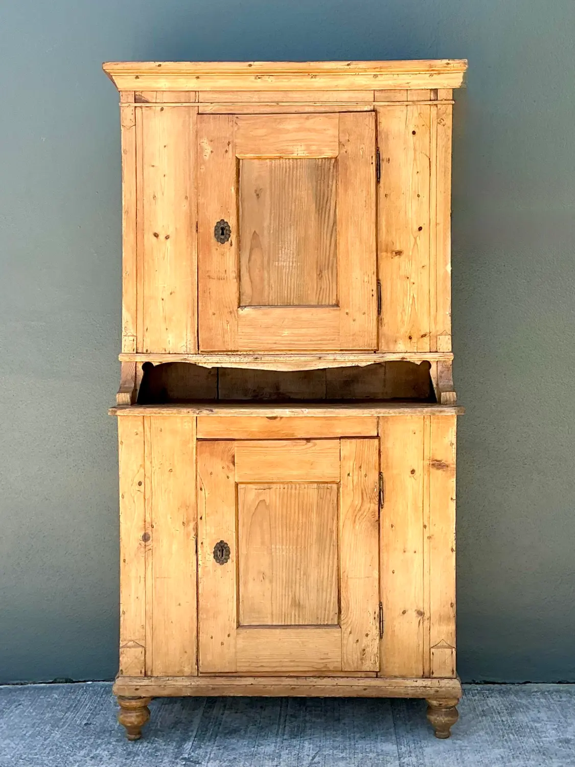 Vintage Primitive Knotty Pine Stacked Pantry - Top view